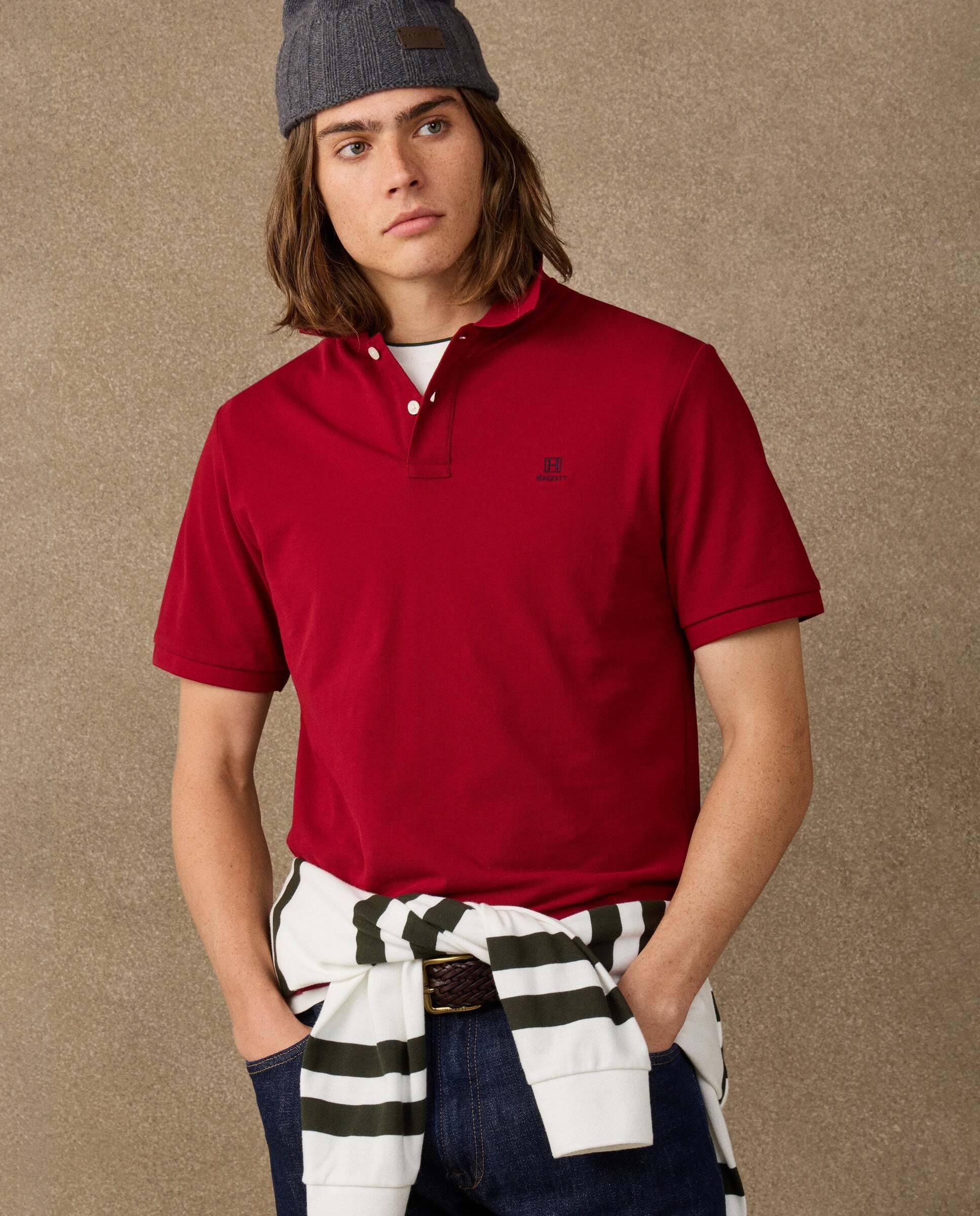 Polo de hombre manga corta con logo fit clásico - Hackett - Rojo Rojo-5