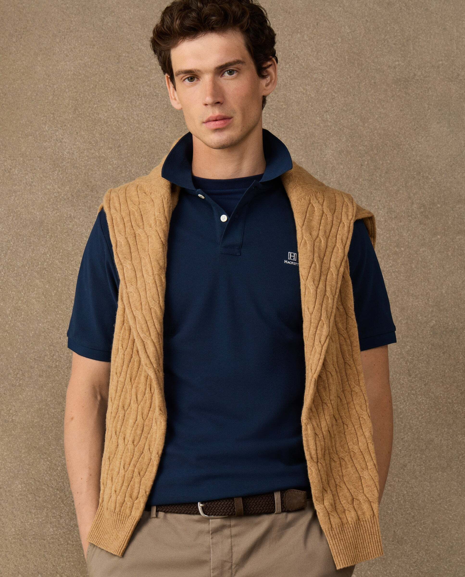Polo de hombre manga corta con logo fit clásico - Hackett - Azul marino Azul marino-5