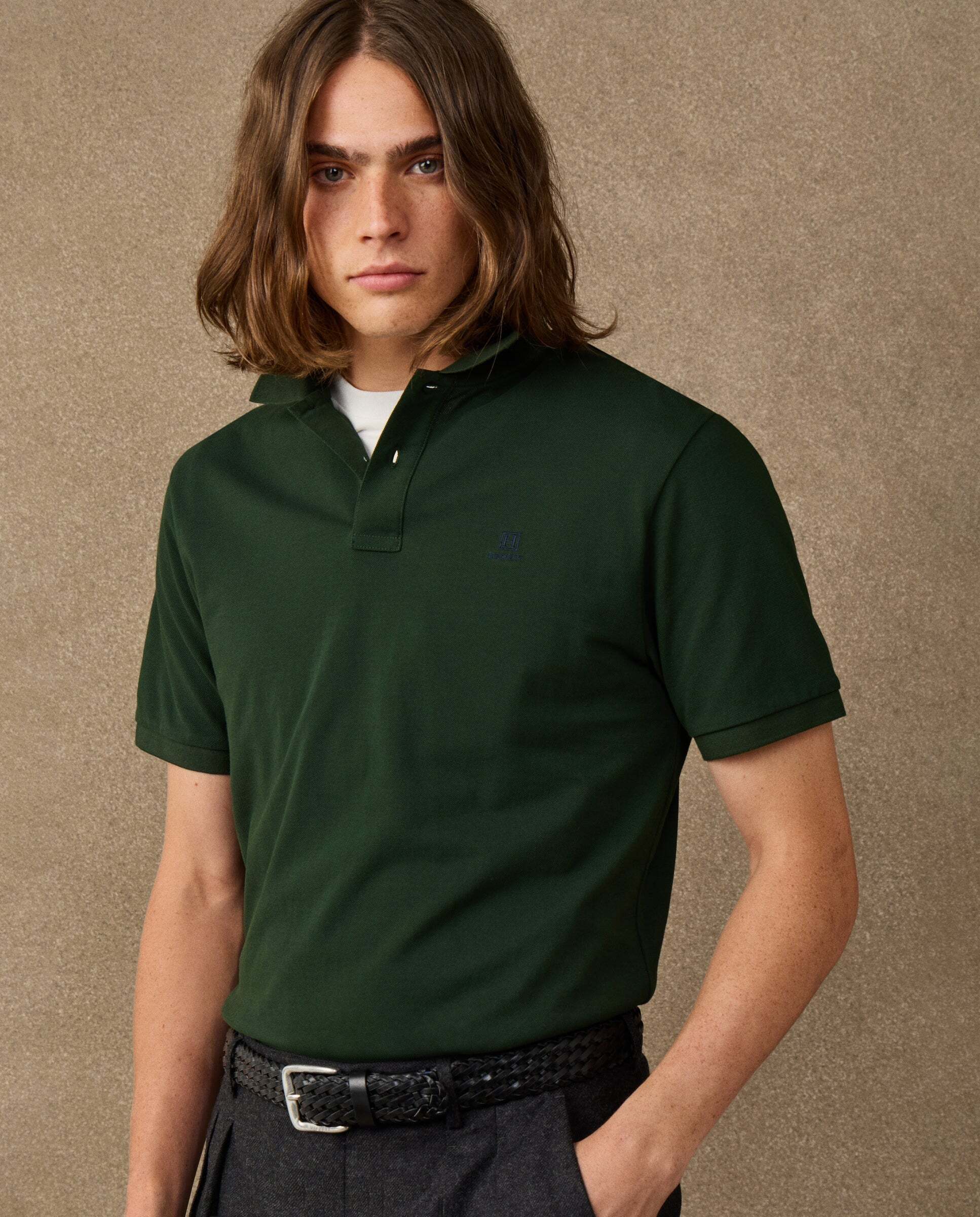 Polo de hombre manga corta con logo fit clásico - Hackett - Verde Verde-5