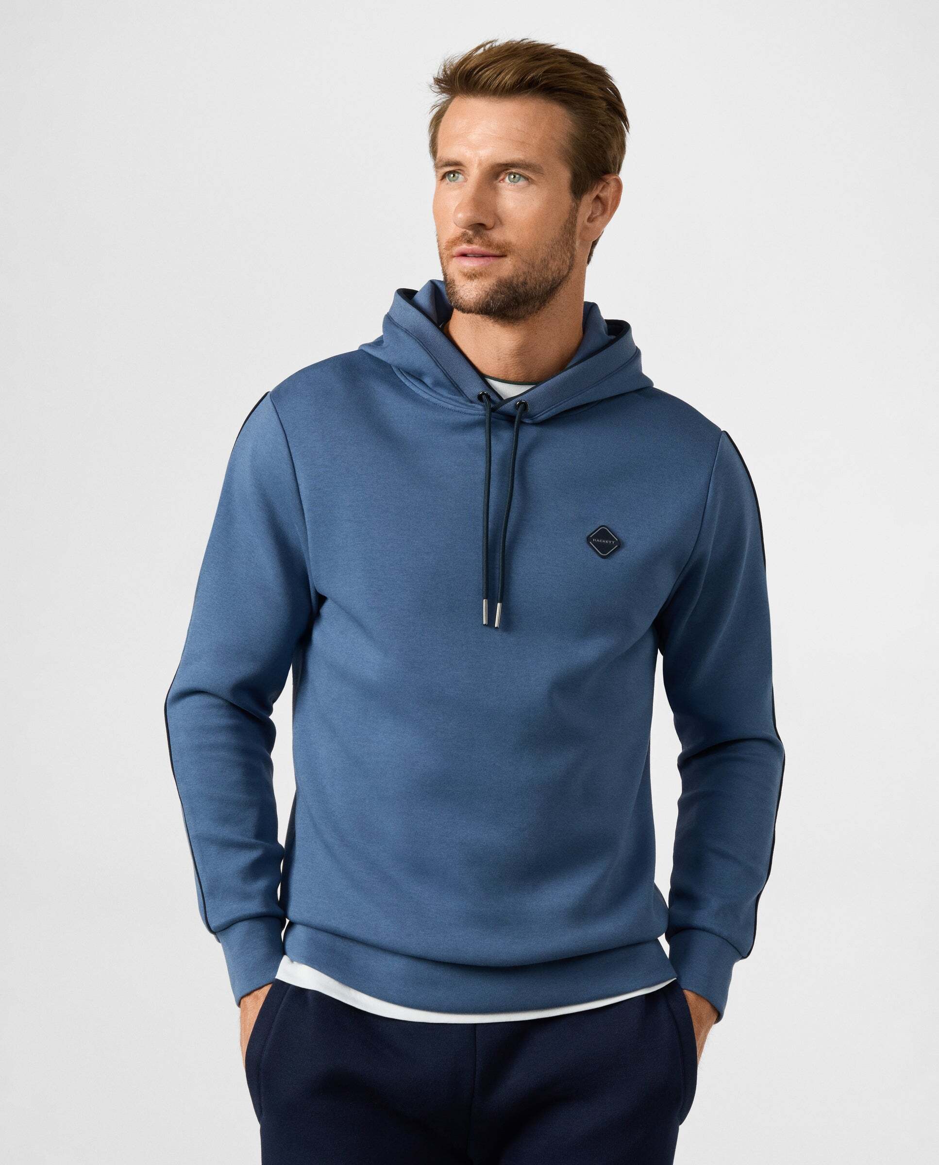 Sudadera de hombre con capucha y logo - Hackett - Añil Añil-1