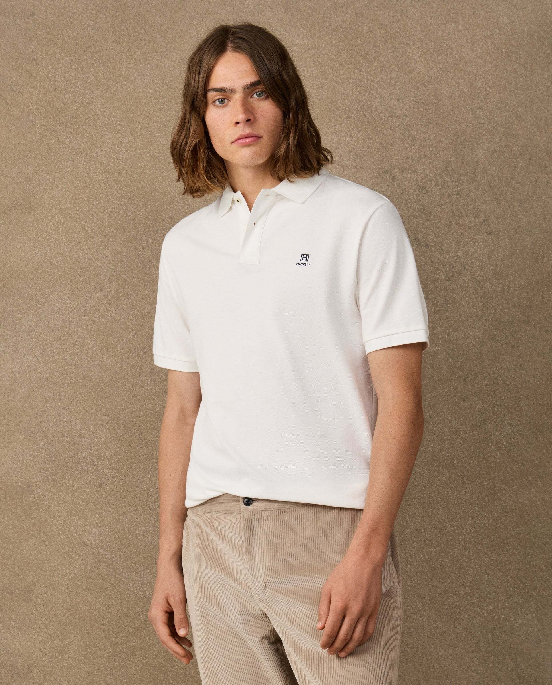 Polo de hombre manga corta con logo fit clásico - Hackett - Natural Natural-1
