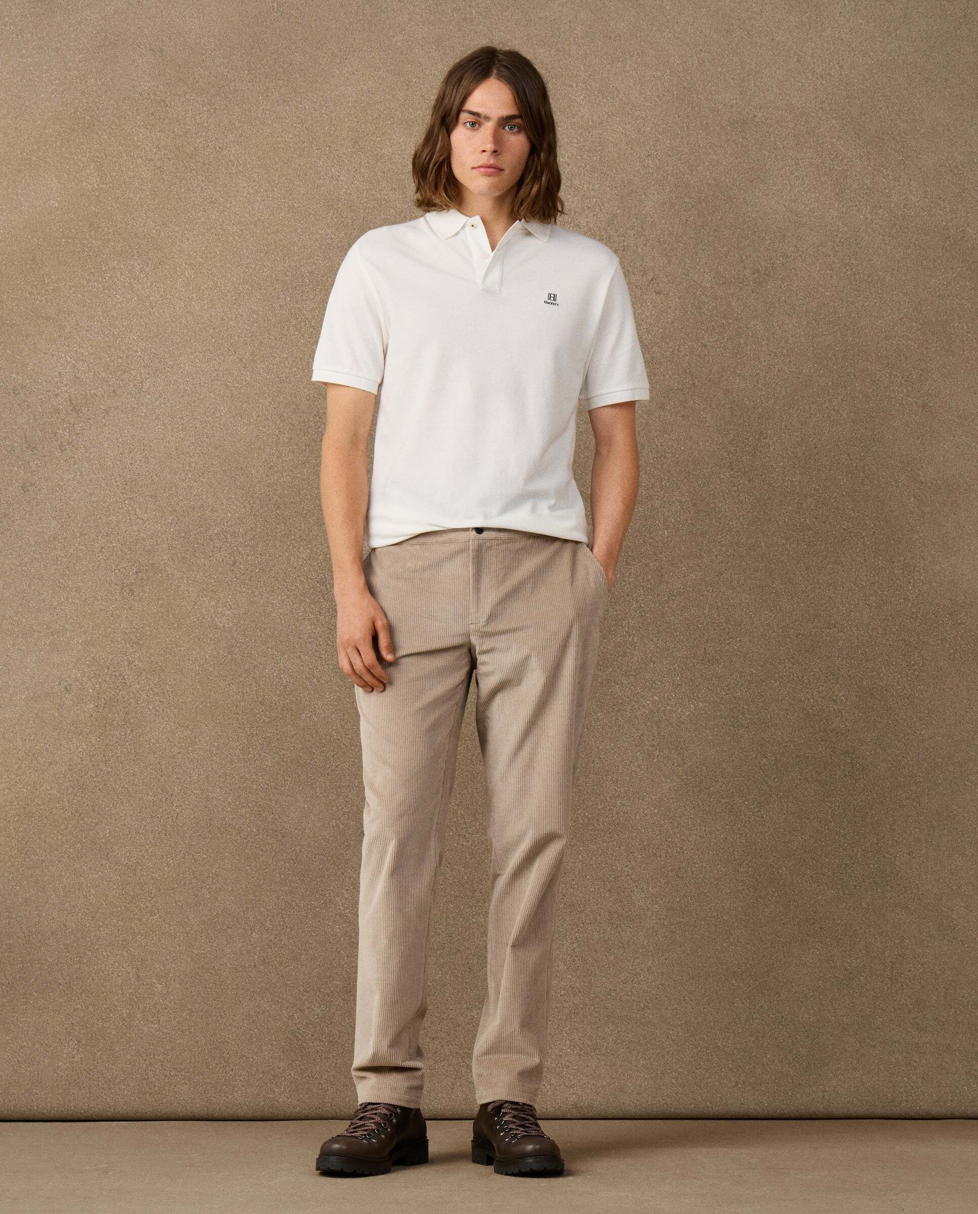 Polo de hombre manga corta con logo fit clásico - Hackett - Natural Natural-2