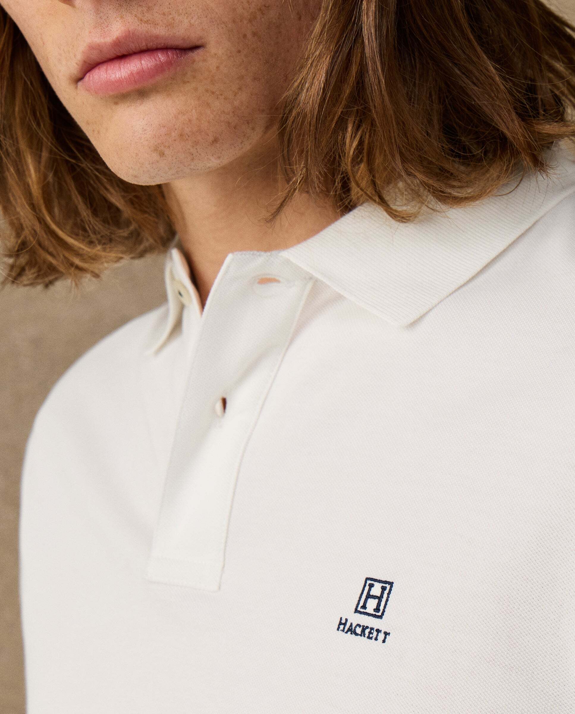 Polo de hombre manga corta con logo fit clásico - Hackett - Natural Natural-4