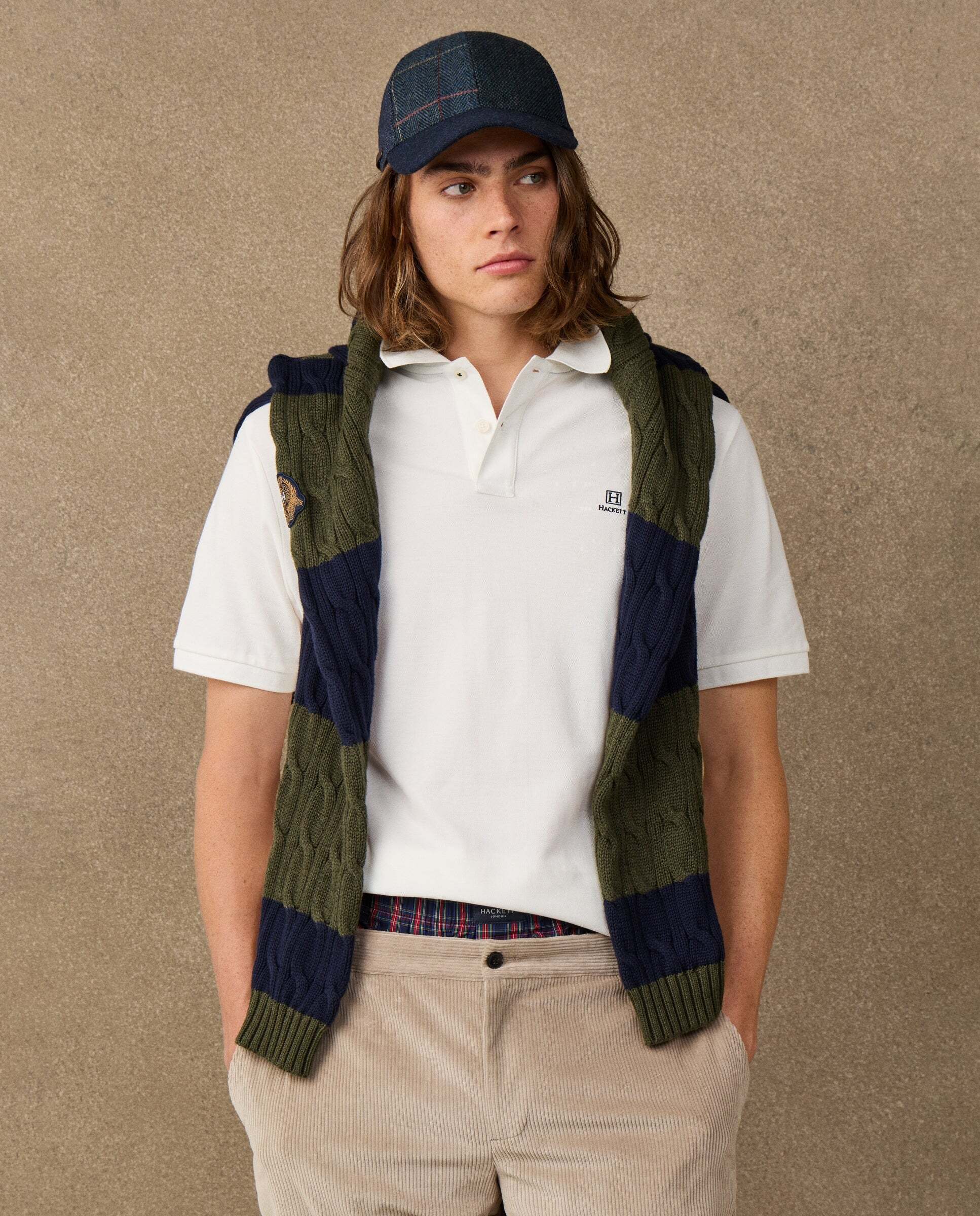 Polo de hombre manga corta con logo fit clásico - Hackett - Natural Natural-5