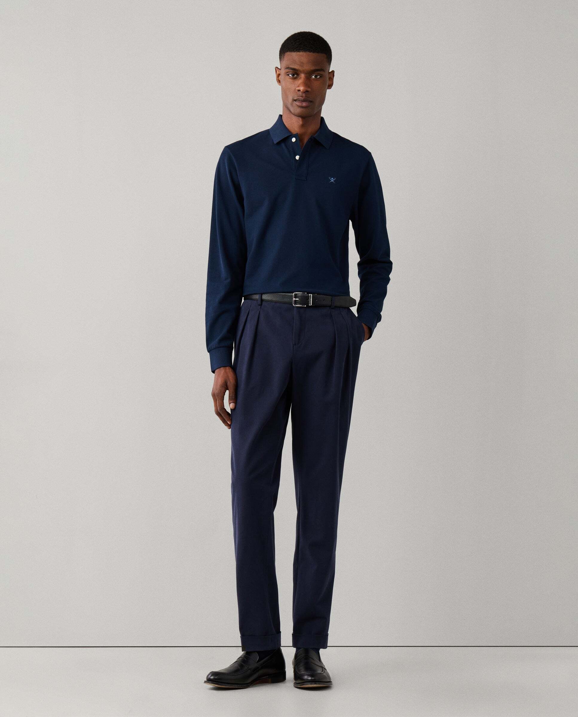Polo de hombre manga larga con logo fit slim - Hackett - Azul marino Azul marino-2