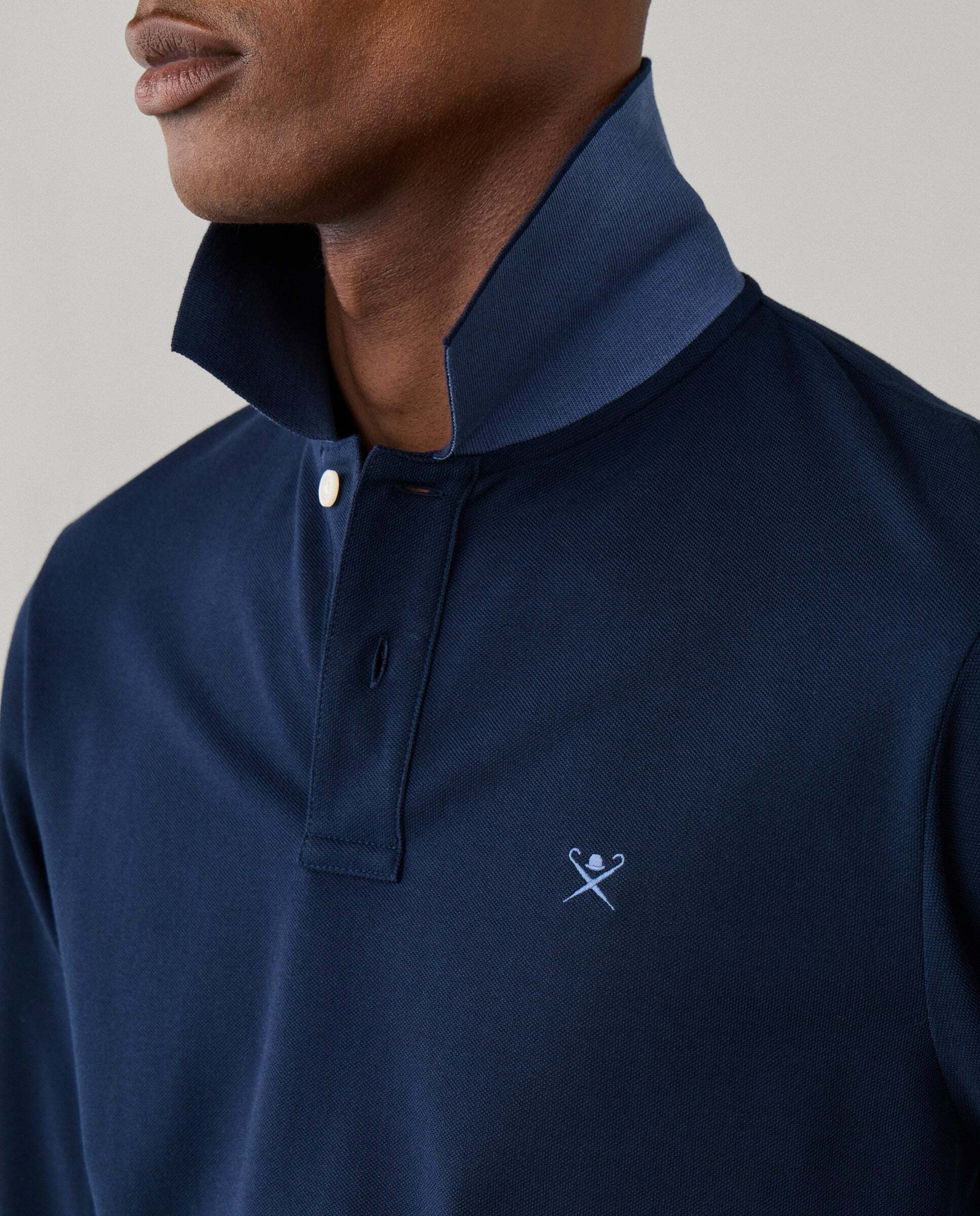 Polo de hombre manga larga con logo fit slim - Hackett - Azul marino Azul marino-4