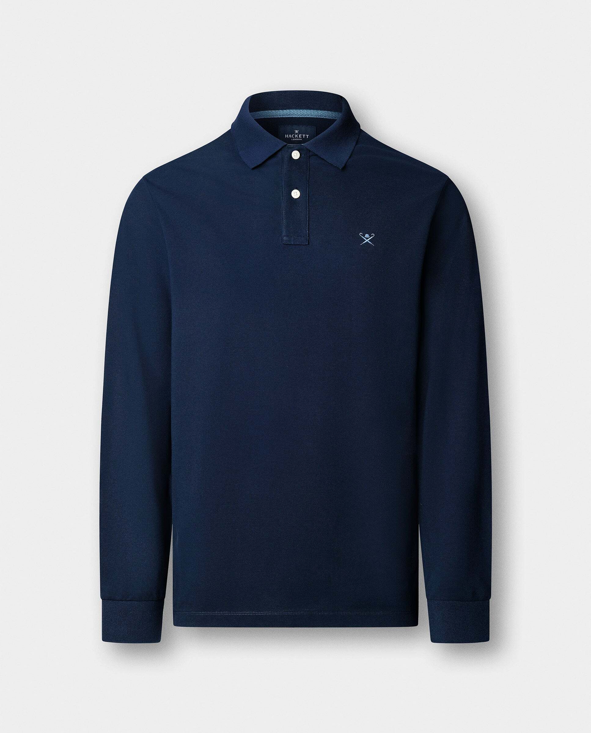 Polo de hombre manga larga con logo fit slim - Hackett - Azul marino Azul marino-7