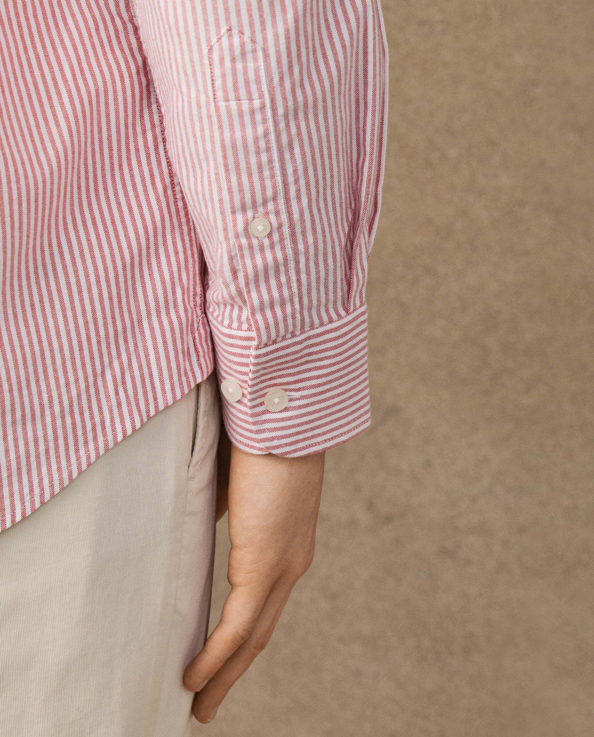 Camisa de hombre oxford de rayas fit clásico - Hackett - Rojo Rojo-4