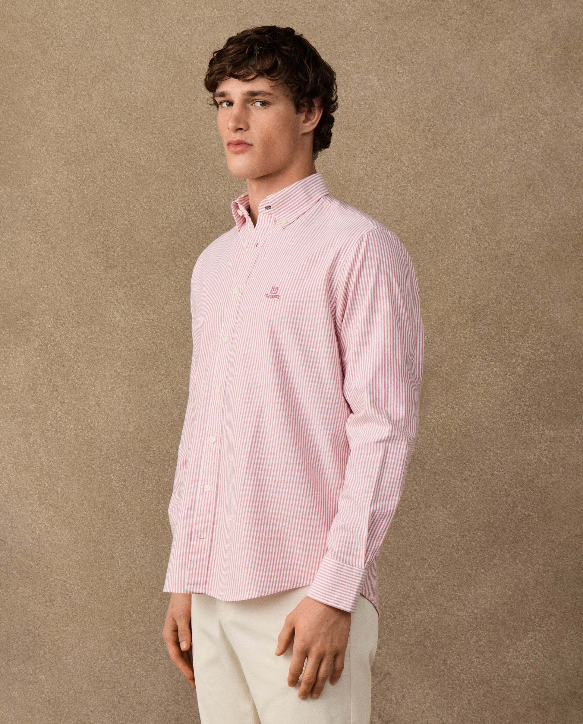 Camisa de hombre oxford de rayas fit clásico - Hackett - Rojo Rojo-6