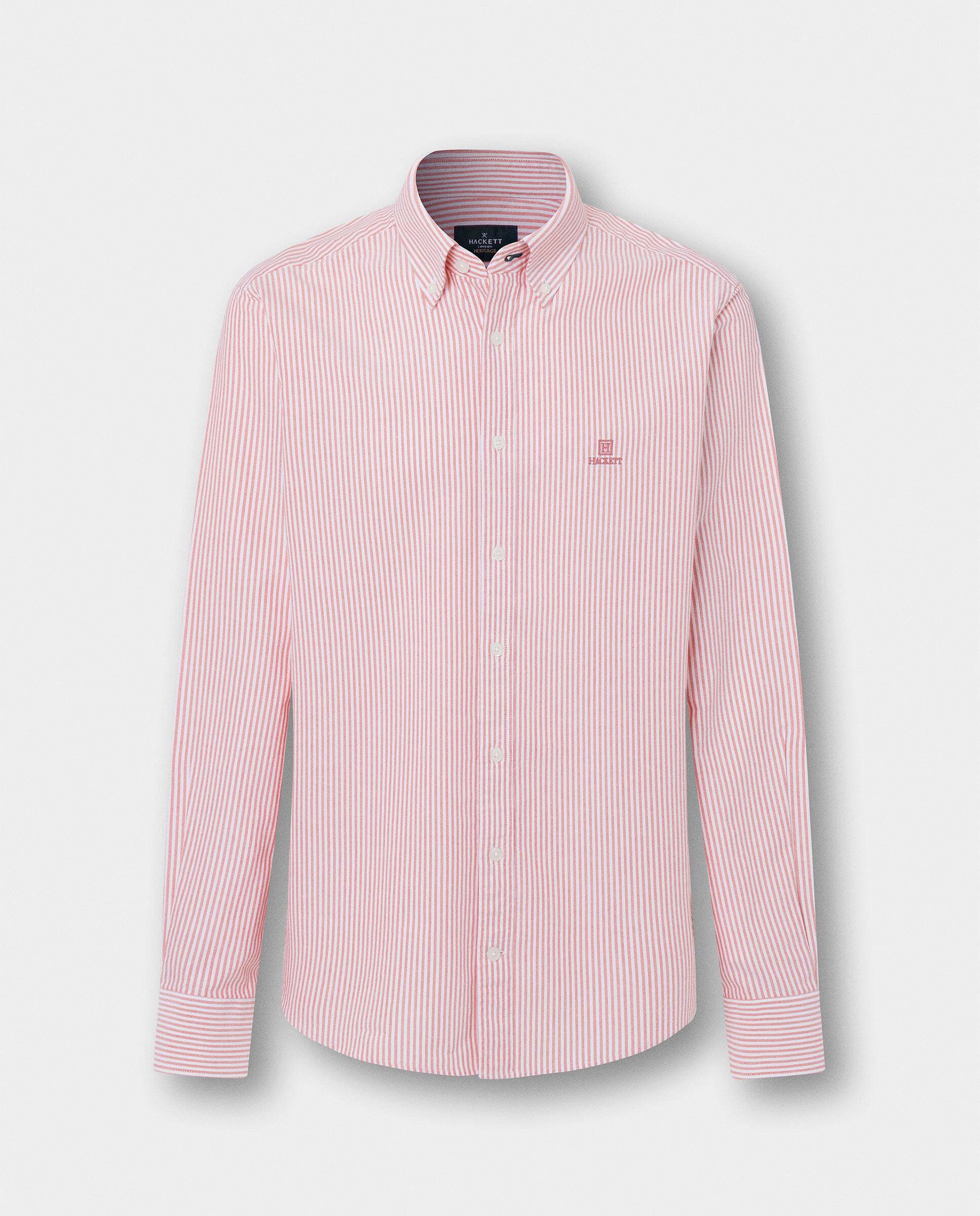 Camisa de hombre oxford de rayas fit clásico - Hackett - Rojo Rojo-7