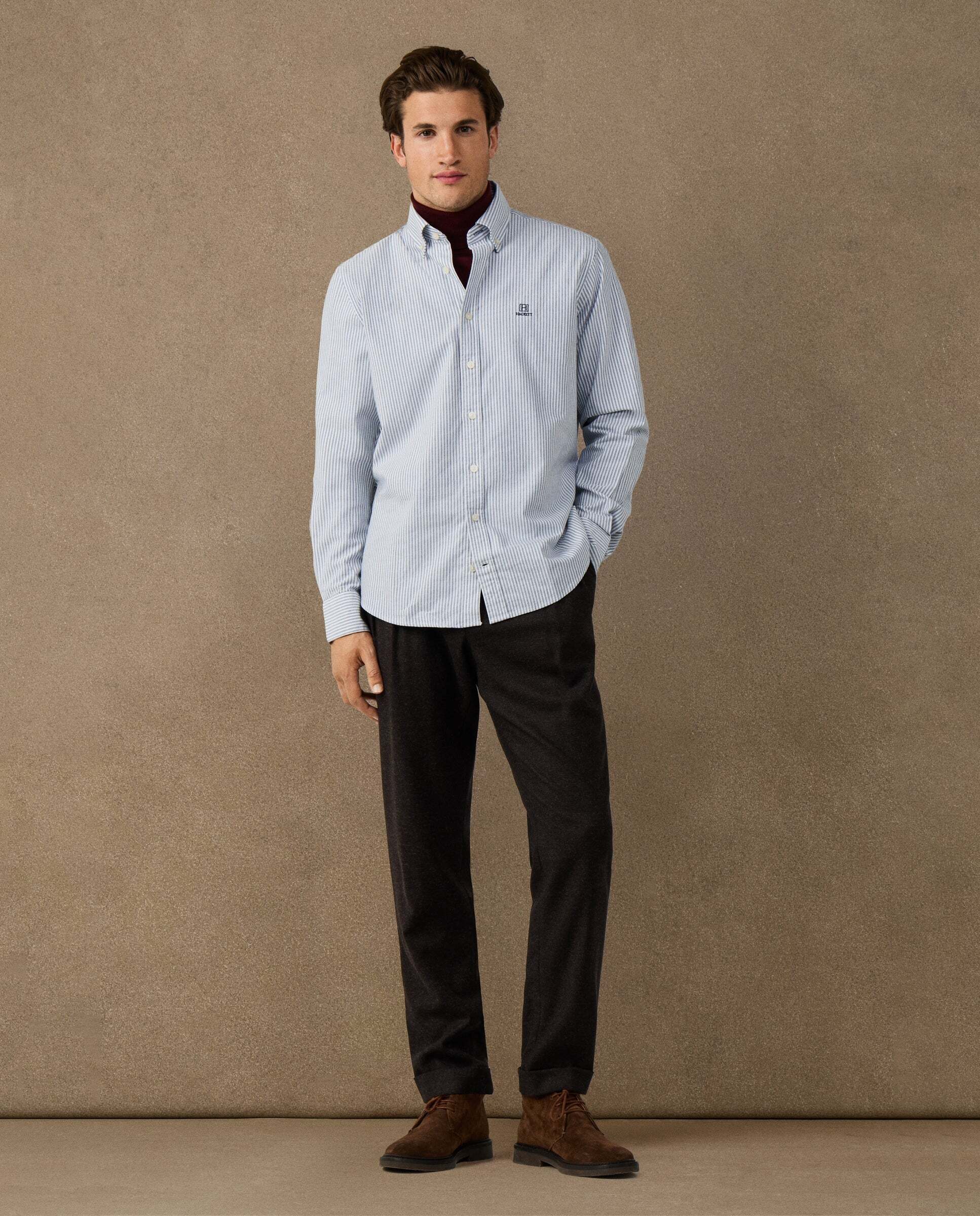 Camisa de hombre oxford de rayas fit clásico - Hackett - Azul marino Azul marino-2