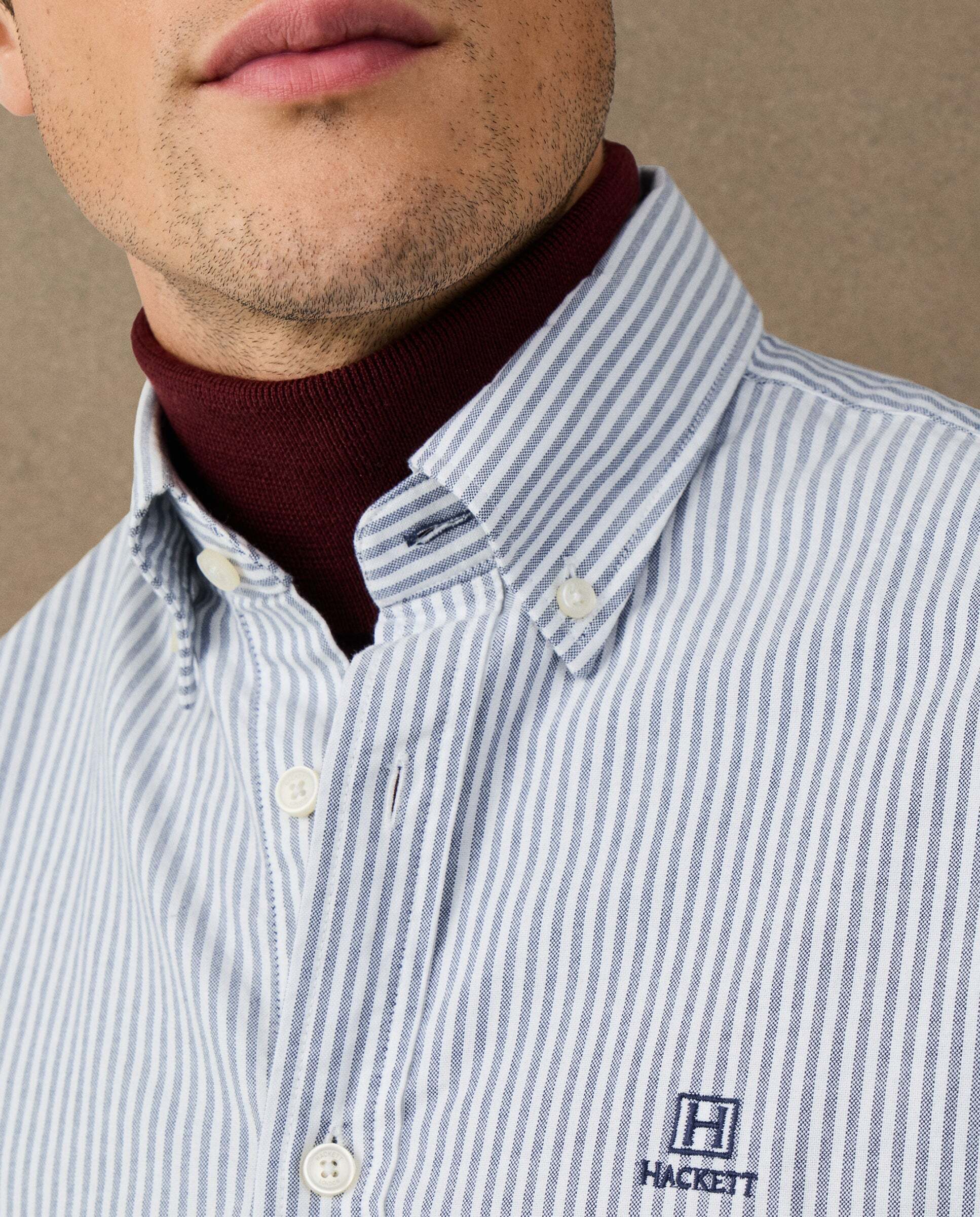 Camisa de hombre oxford de rayas fit clásico - Hackett - Azul marino Azul marino-4