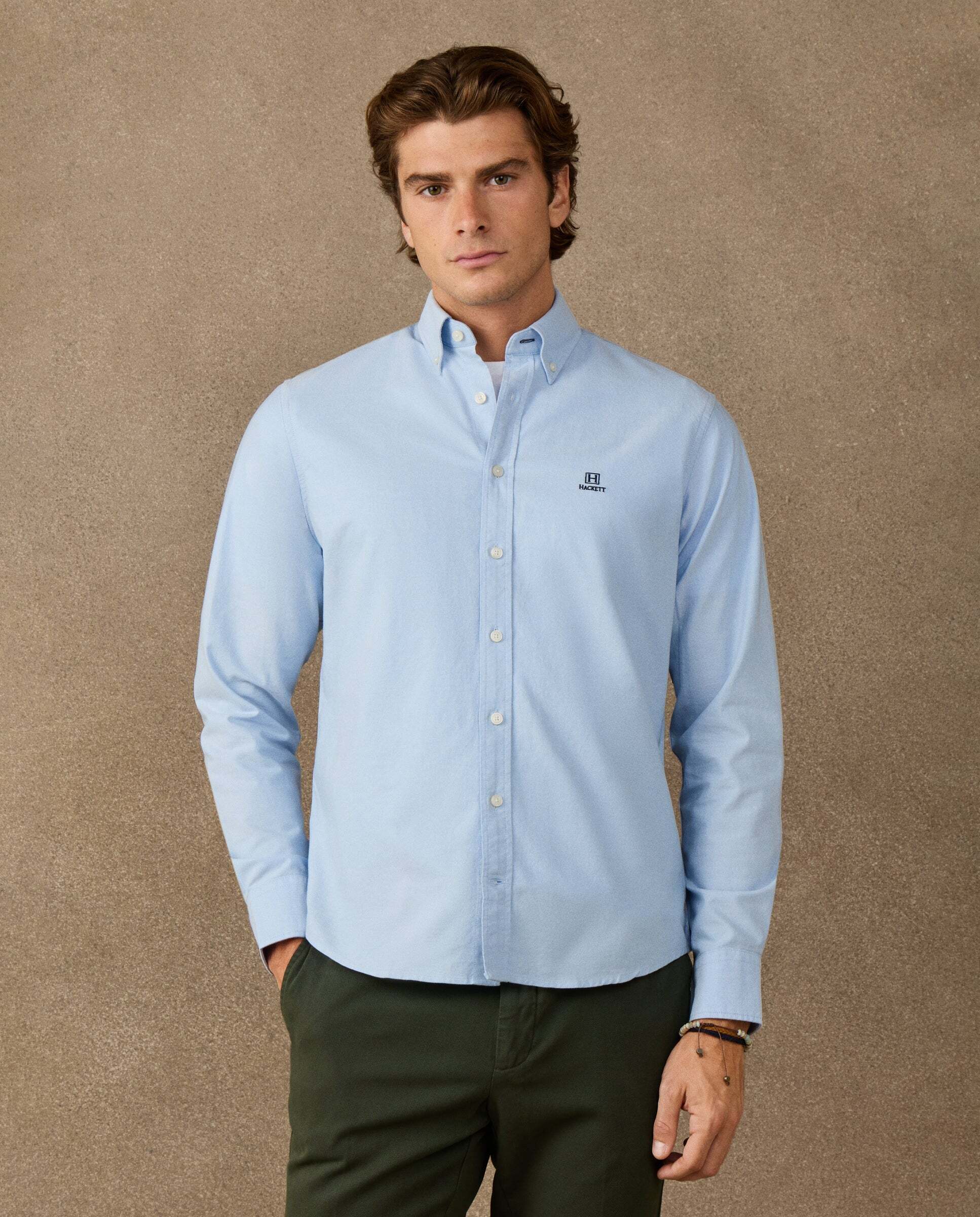 Imagen 0 de Camisa de hombre oxford lisa fit clásico Azul