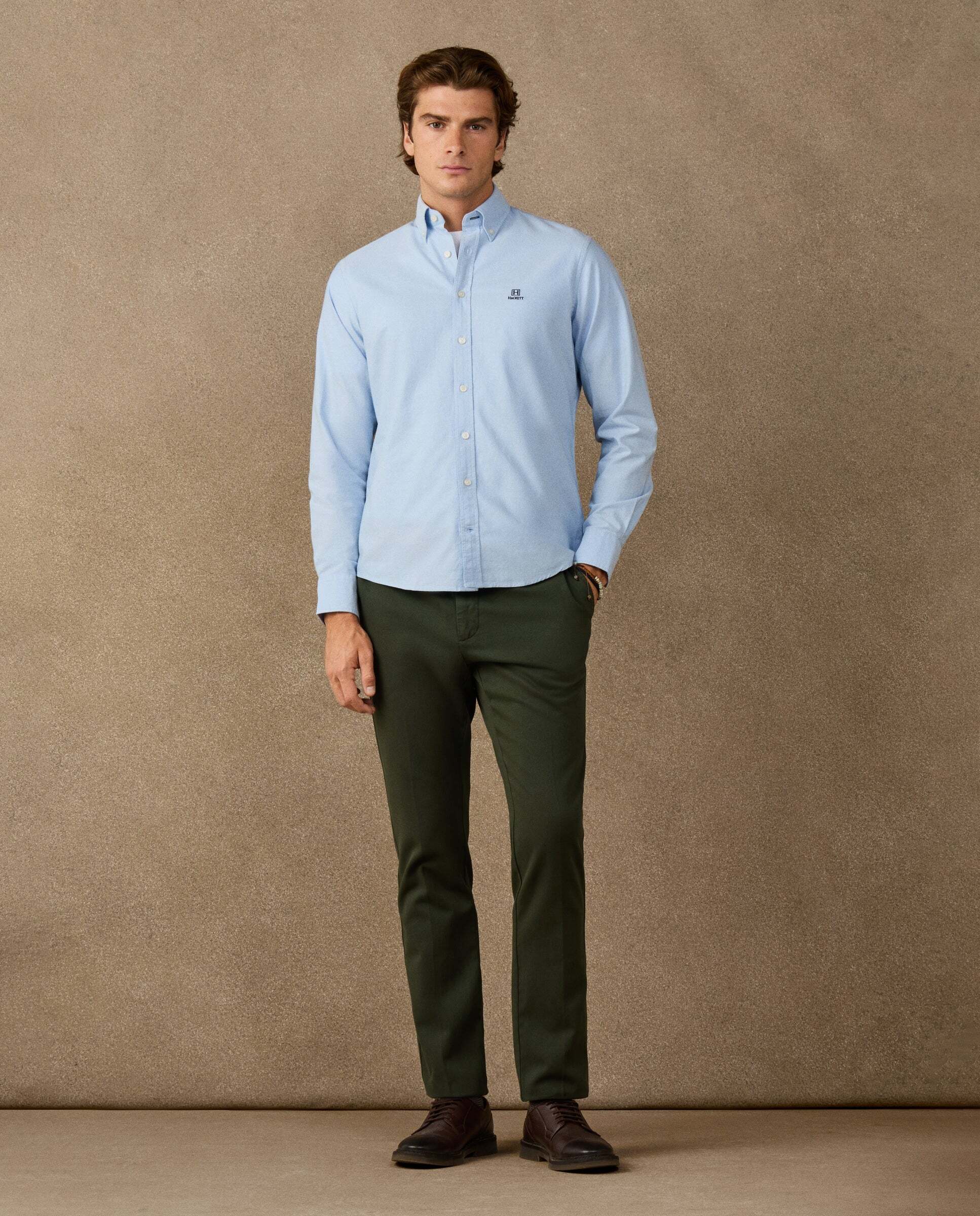 Camisa de hombre oxford lisa fit clásico - Hackett - Azul Azul-2