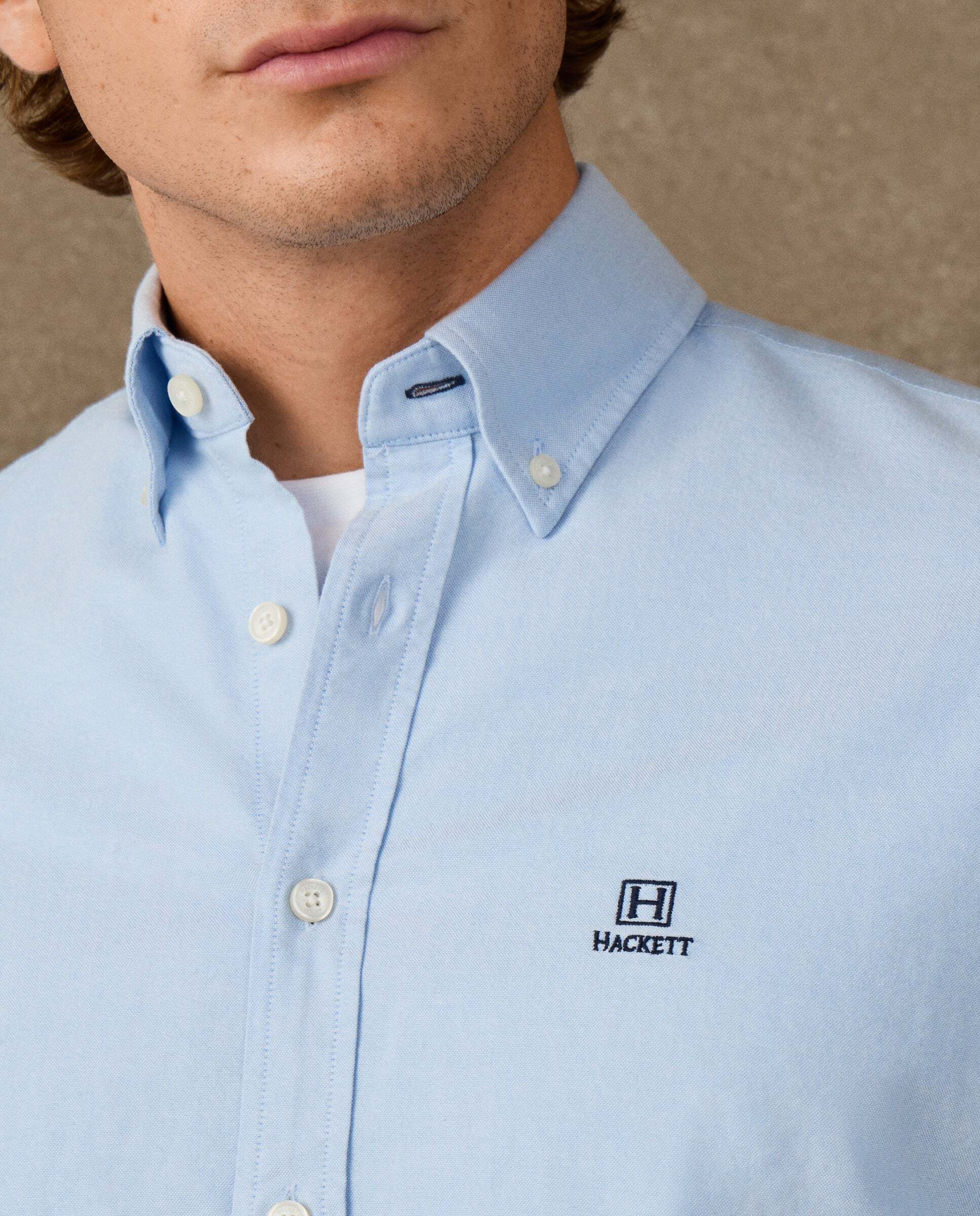 Camisa de hombre oxford lisa fit clásico - Hackett - Azul Azul-4
