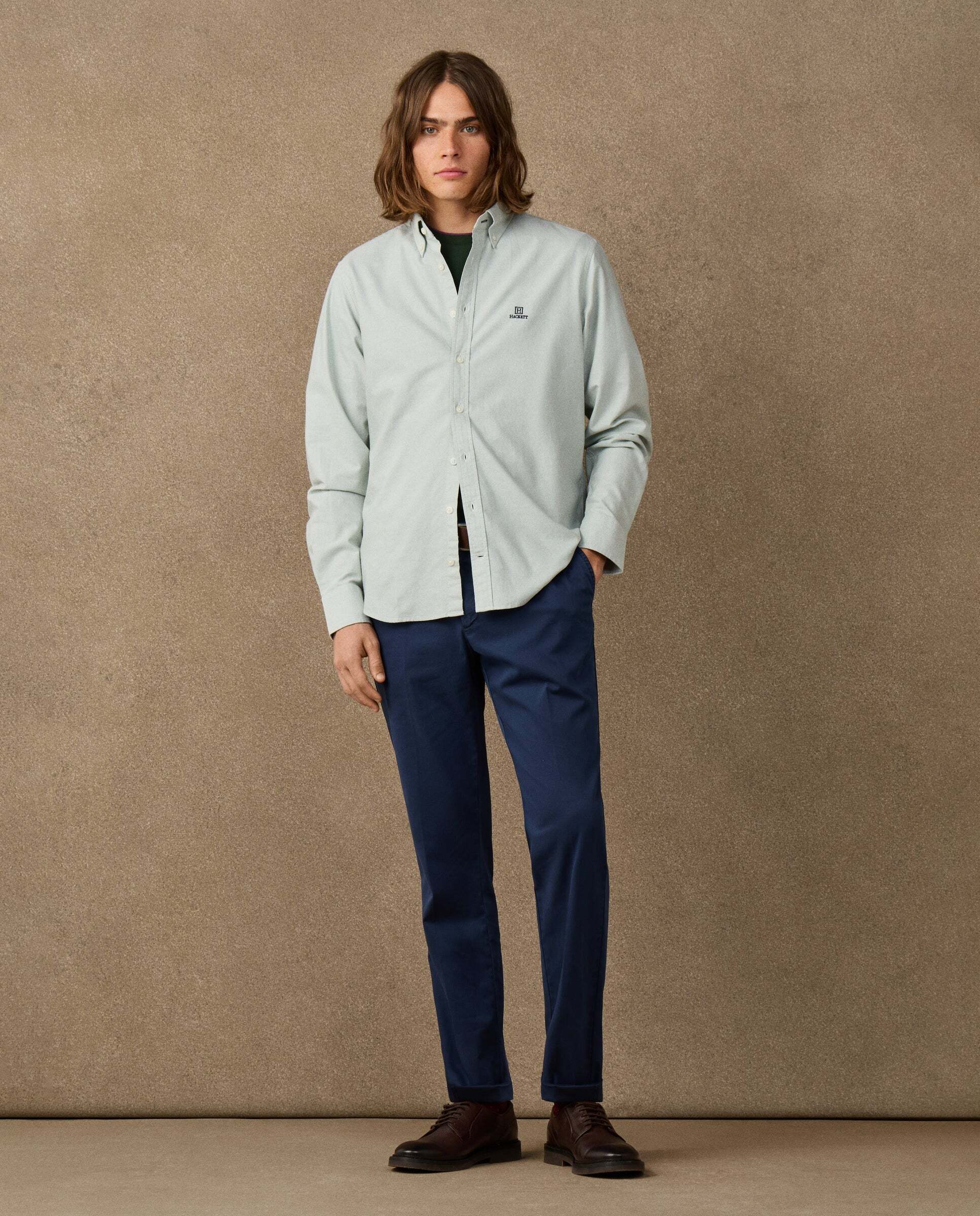 Camisa de hombre oxford lisa fit clásico - Hackett - Verde Verde-2