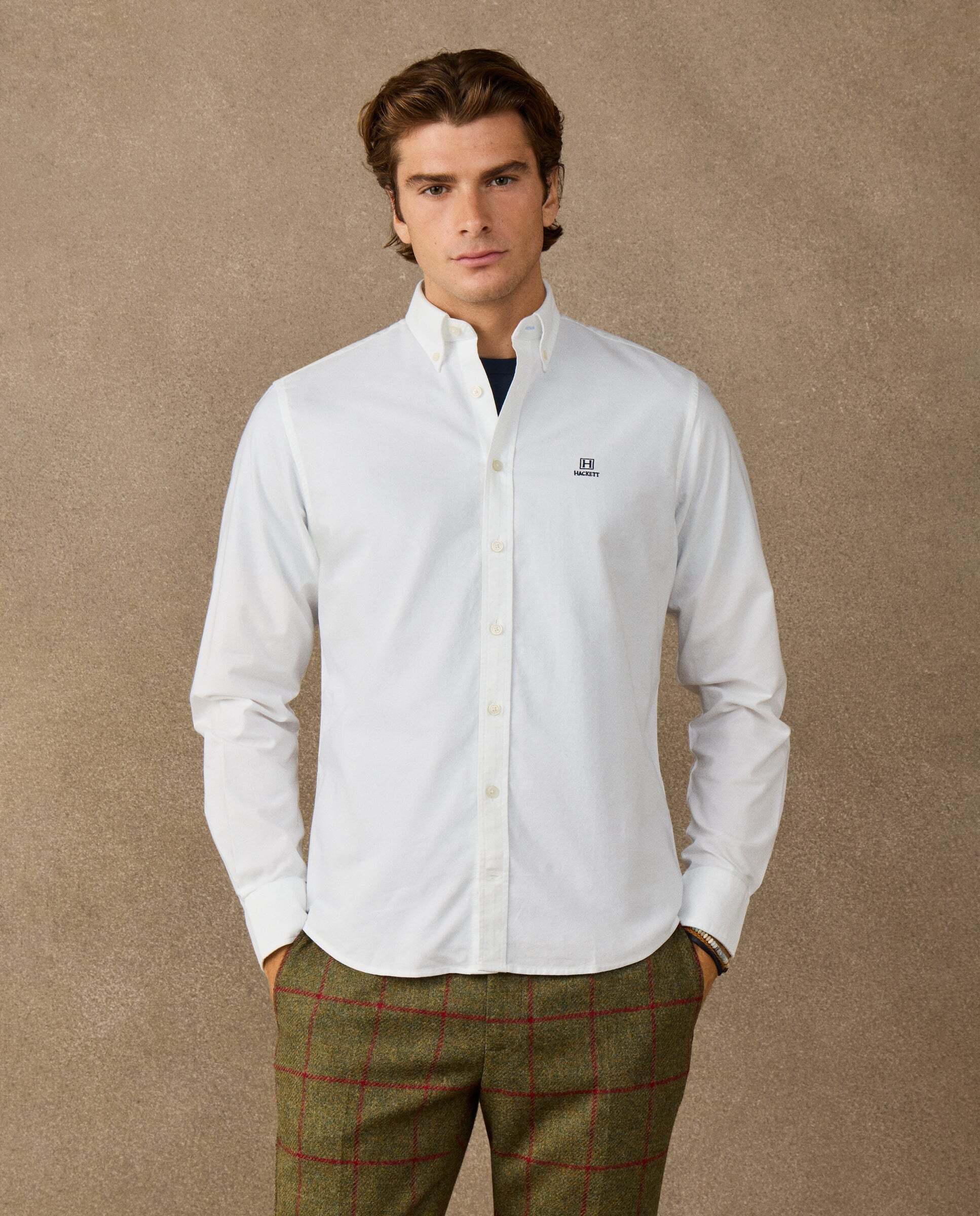 Camisa de hombre oxford lisa fit clásico - Hackett - Blanco Blanco-1