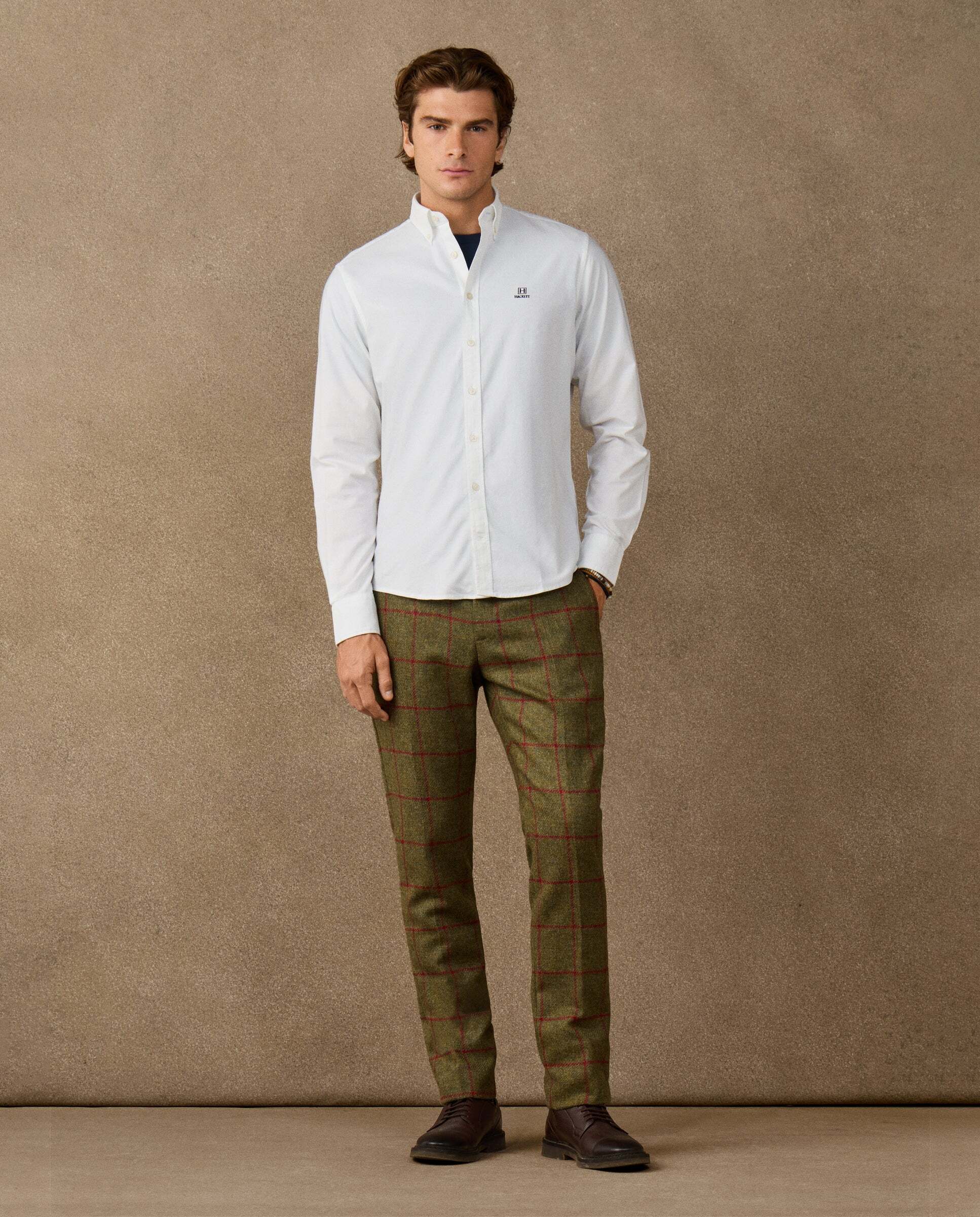 Camisa de hombre oxford lisa fit clásico - Hackett - Blanco Blanco-2
