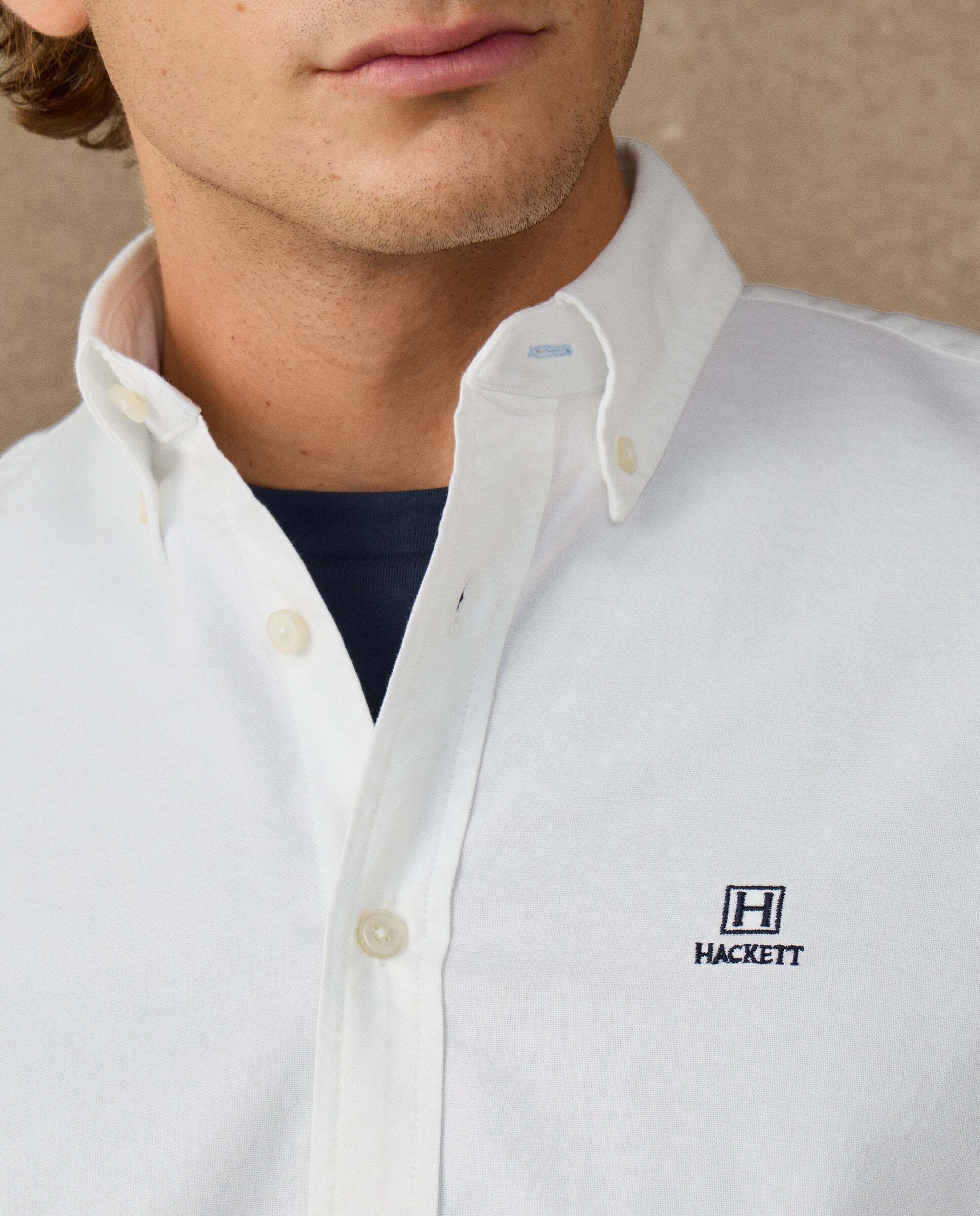 Camisa de hombre oxford lisa fit clásico - Hackett - Blanco Blanco-4