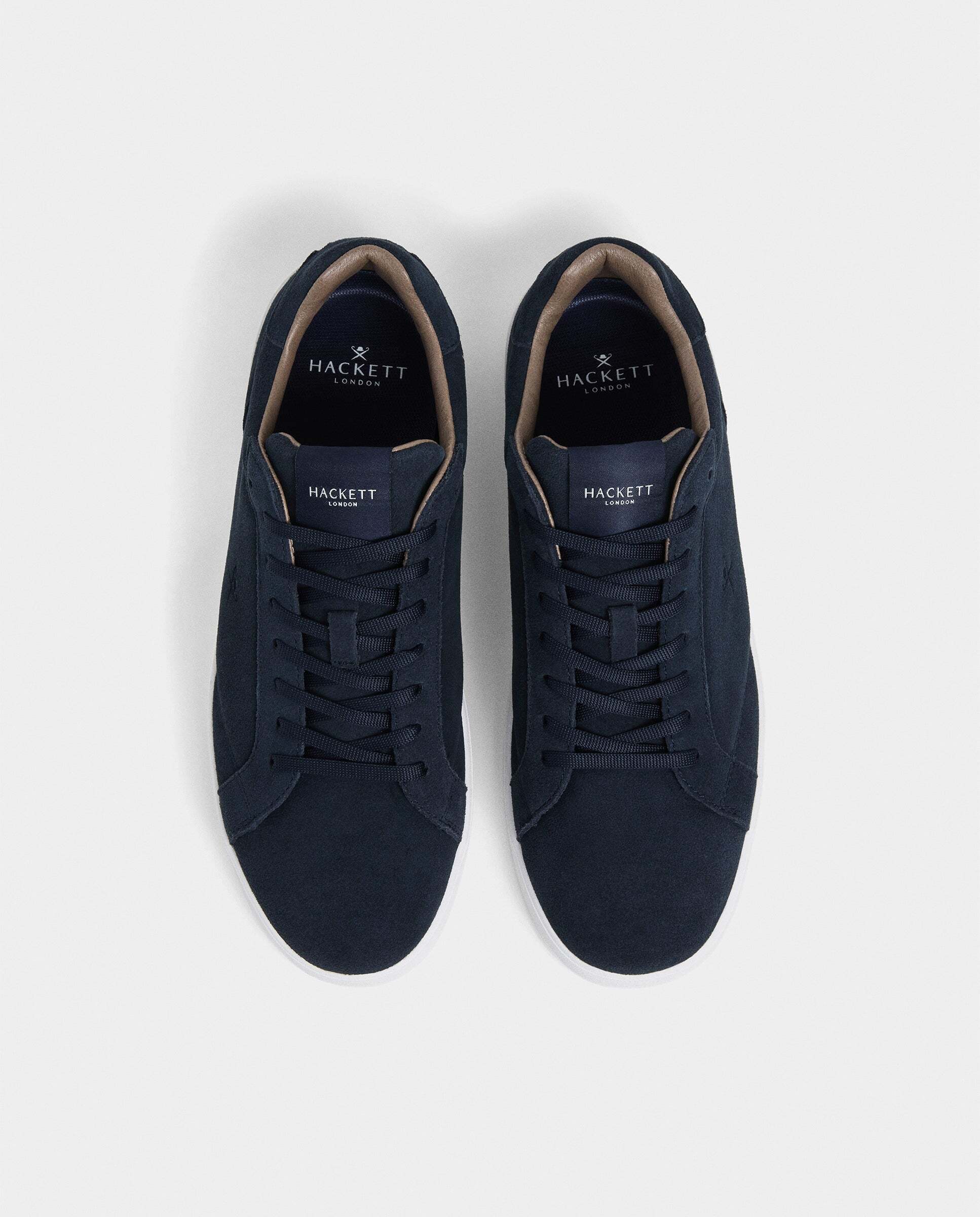 Zapatillas deportivas de hombre de ante suave y sedoso cierre cordones. - Hackett - Azul marino Azul marino-3