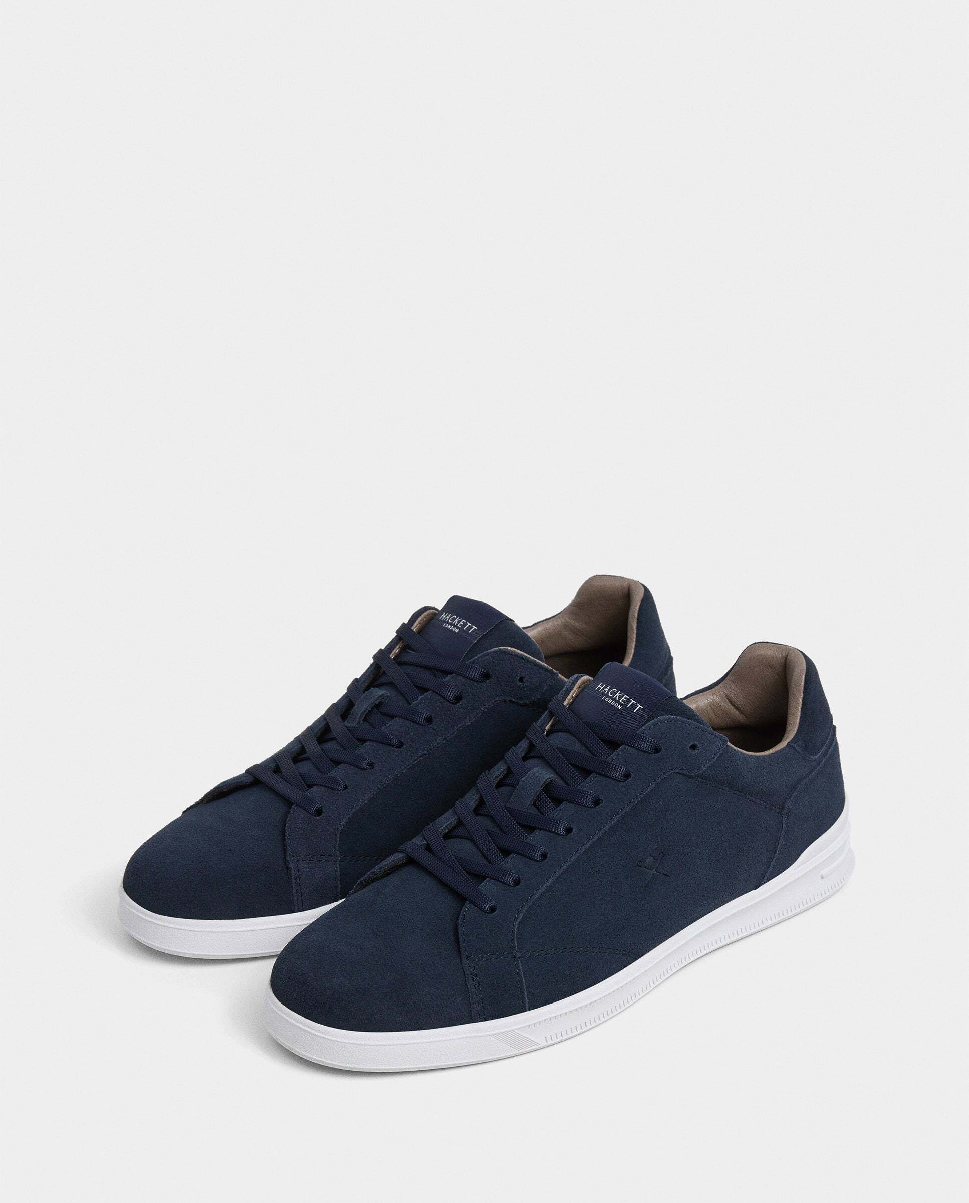 Zapatillas deportivas de hombre de ante suave y sedoso cierre cordones. - Hackett - Azul marino Azul marino-2