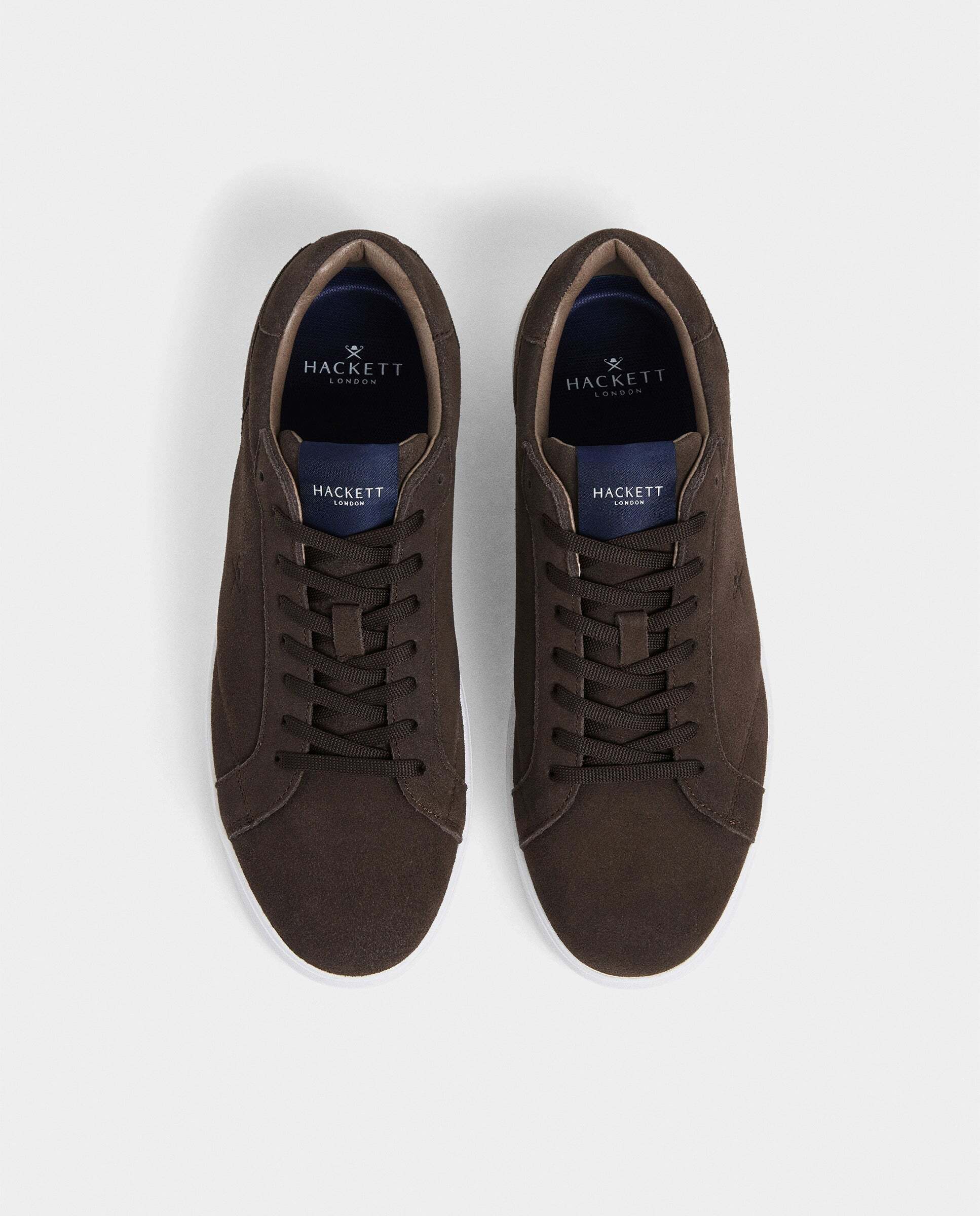 Zapatillas deportivas de hombre de ante suave y sedoso cierre cordones. - Hackett - Marrón oscuro Marrón oscuro-3