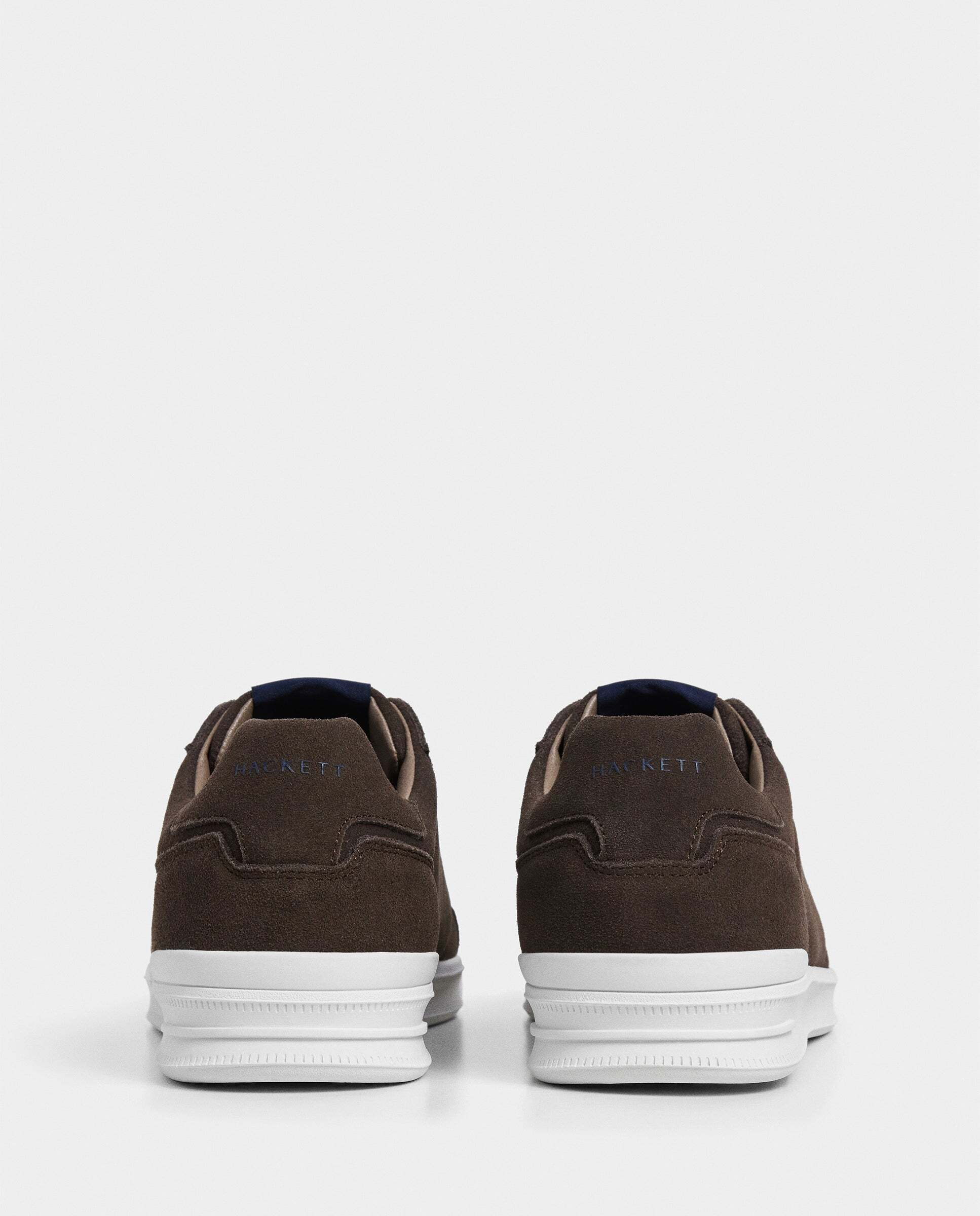 Zapatillas deportivas de hombre de ante suave y sedoso cierre cordones. - Hackett - Marrón oscuro Marrón oscuro-4