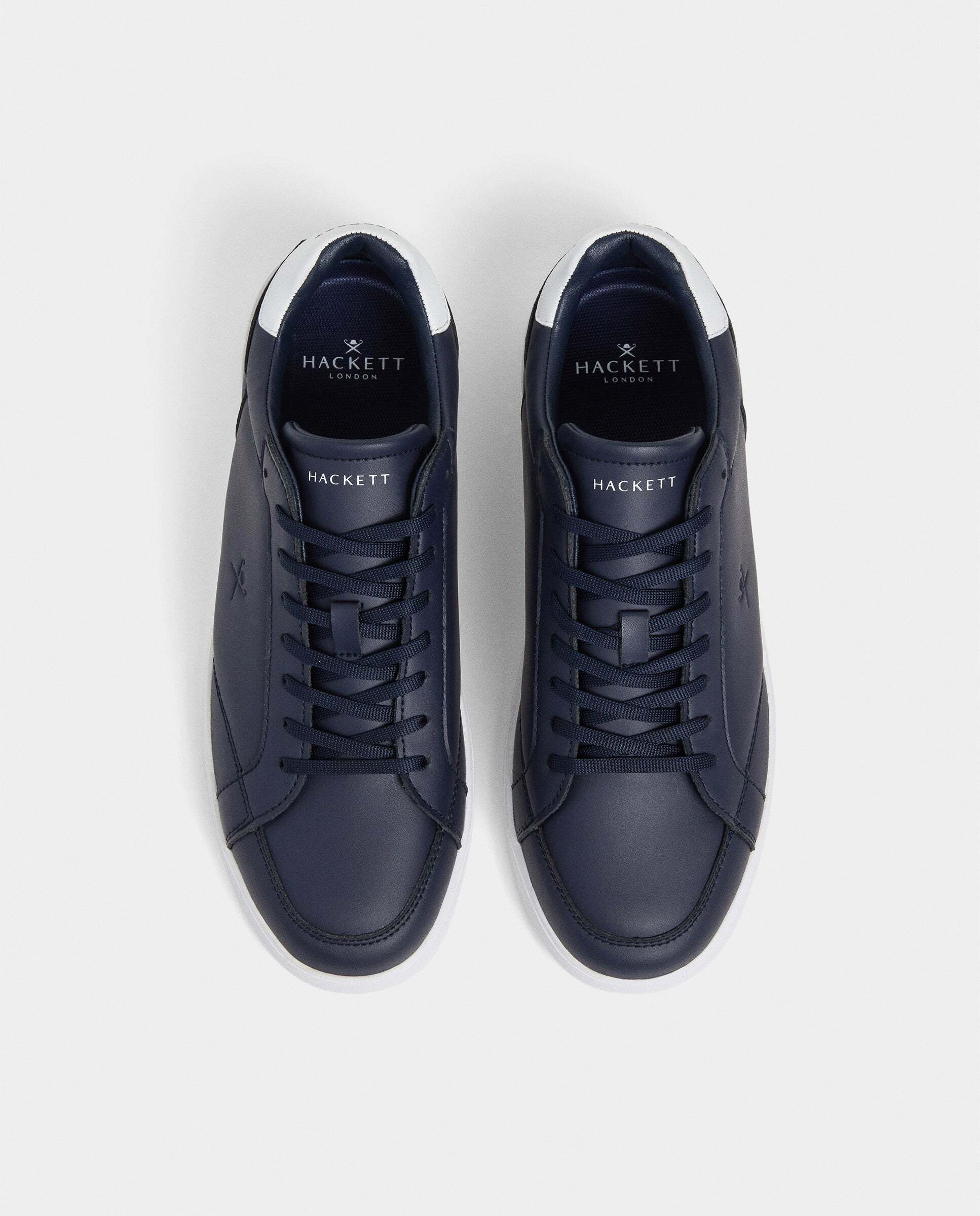 Zapatillas deportivas de hombre de cuero y ante cierre de cordones. - Hackett - Azul oscuro Azul oscuro-3