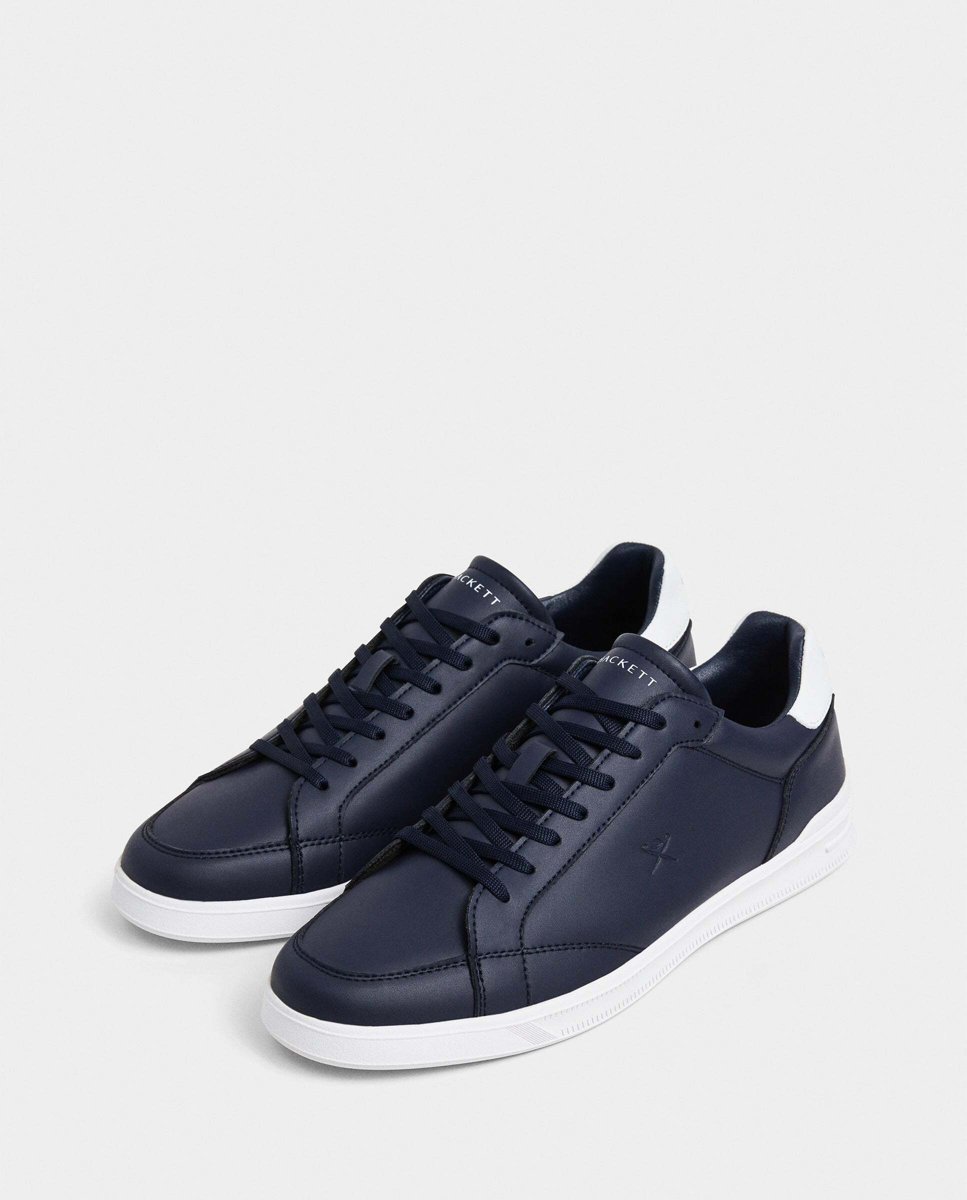 Zapatillas deportivas de hombre de cuero y ante cierre de cordones. - Hackett - Azul oscuro Azul oscuro-2