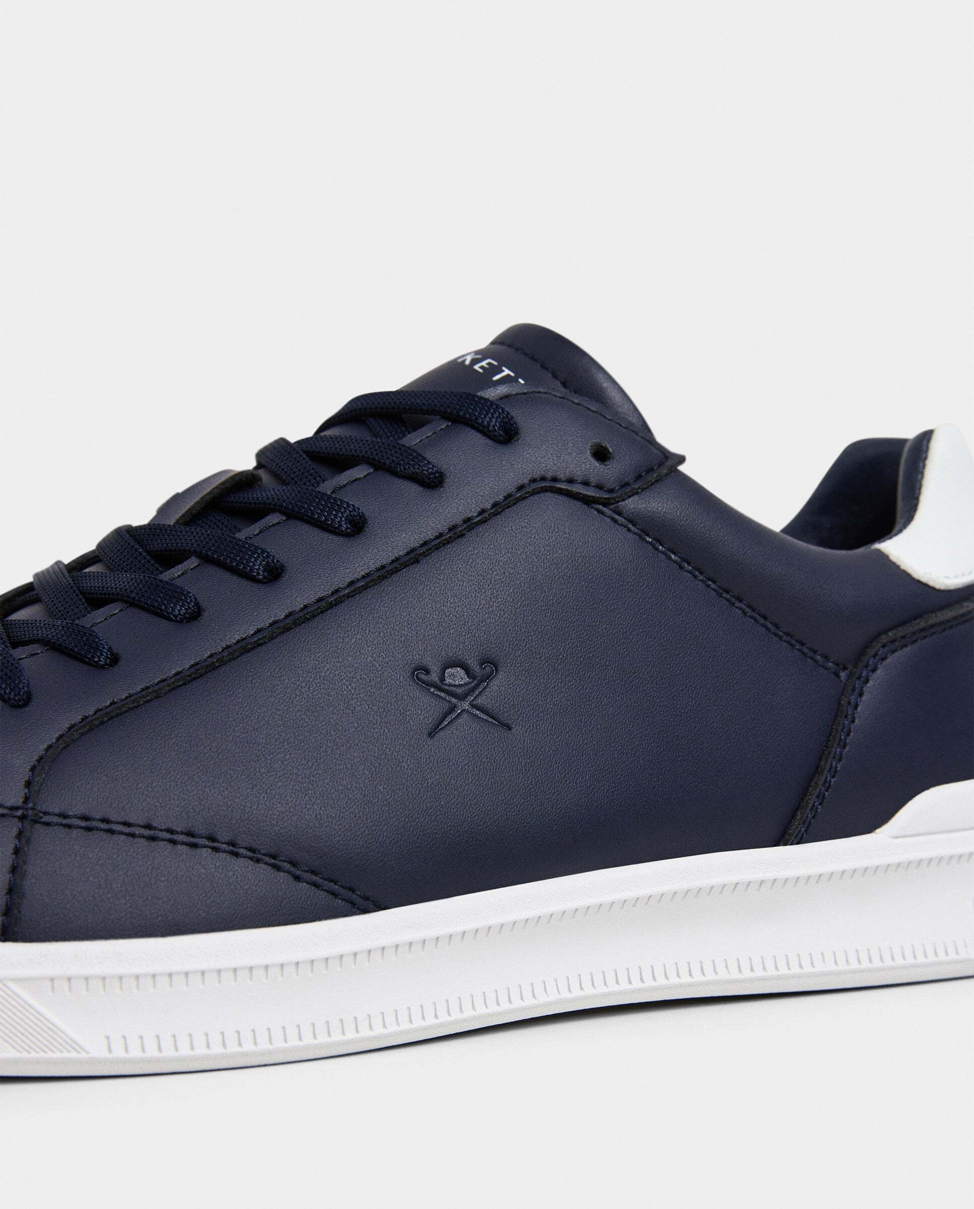 Zapatillas deportivas de hombre de cuero y ante cierre de cordones. - Hackett - Azul oscuro Azul oscuro-5