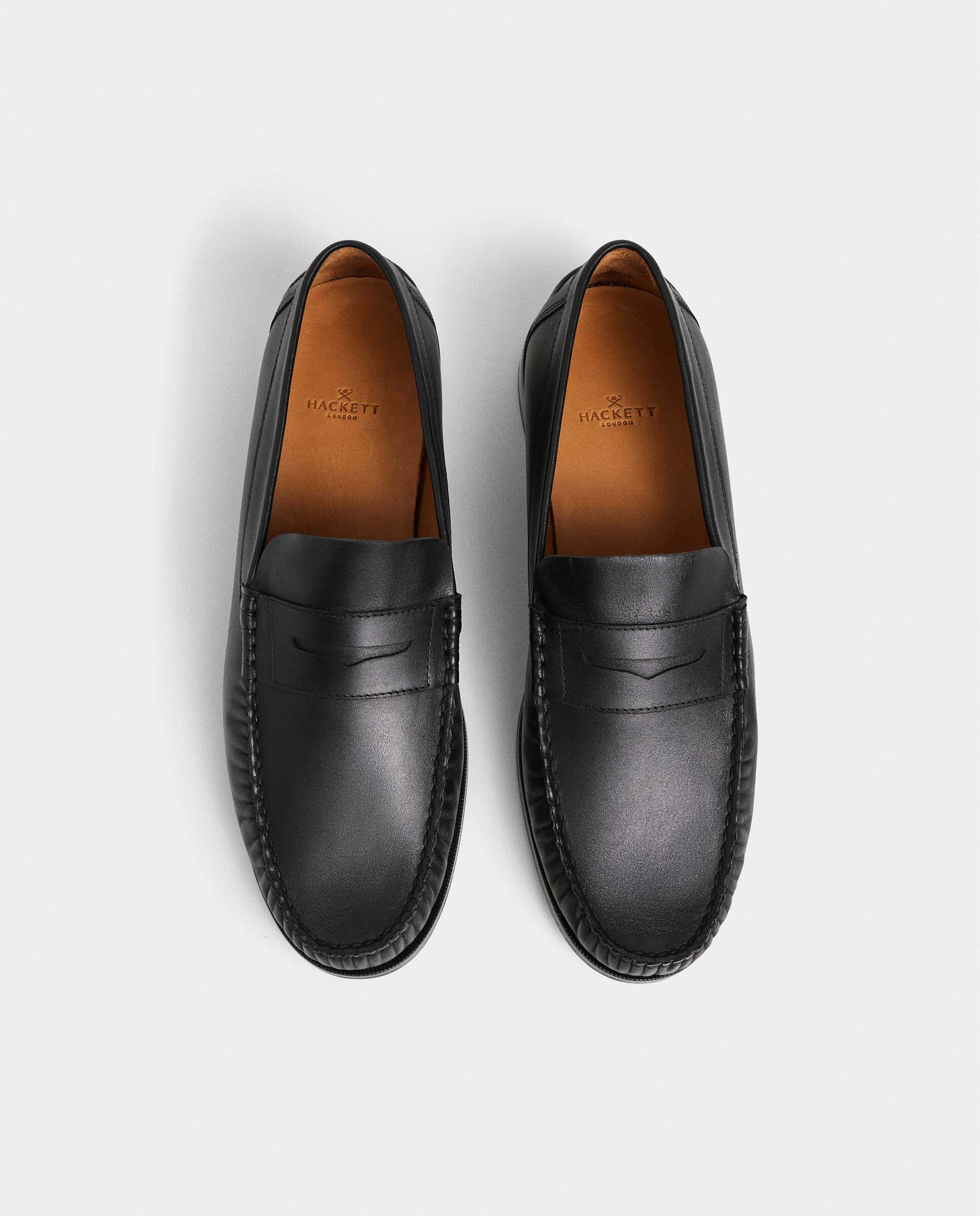 Imagen 3 de Mocasines de piel cobham con tira en empeine - Hackett - Negro Negro