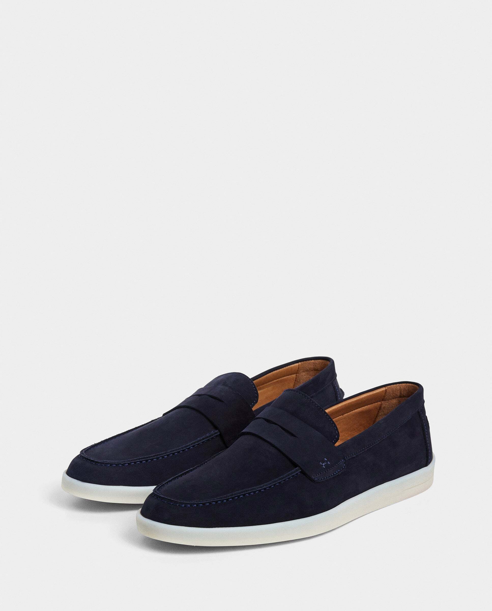 Mocasines martin nubuck con tira en empeine - Hackett - Azul marino Azul marino-2