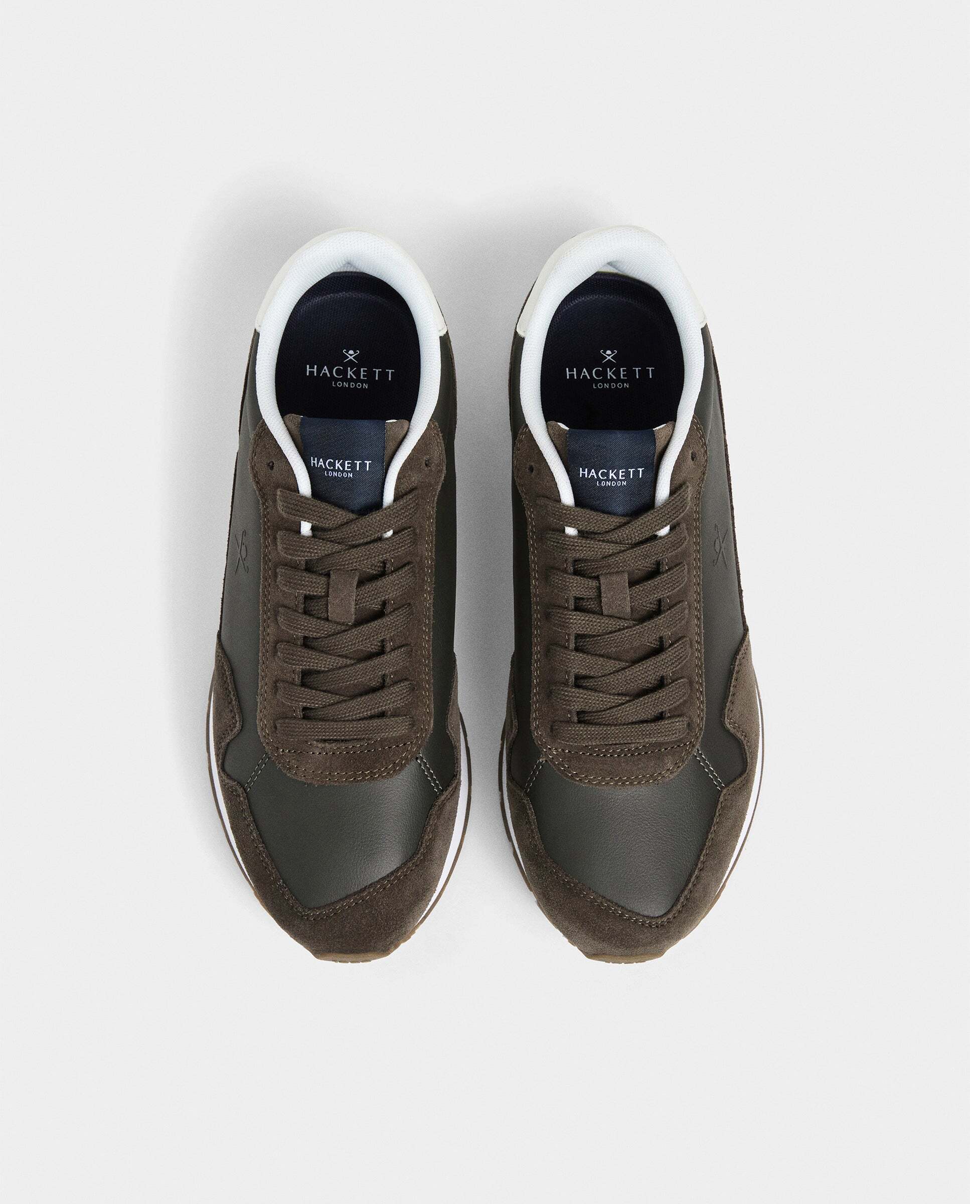 Zapatilla deportiva de hombre de running de piel y ante - Hackett - Verde oscuro Verde oscuro-3