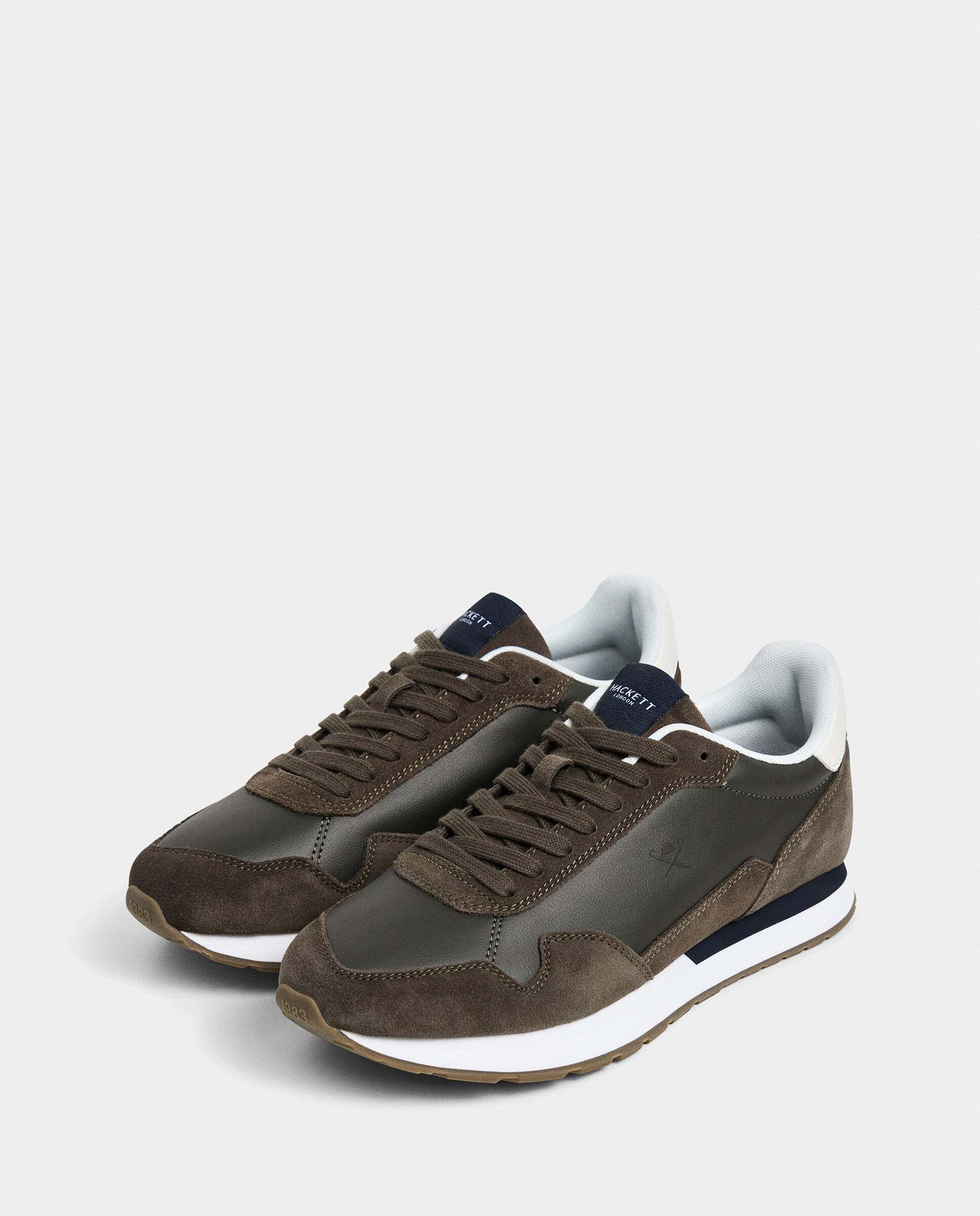Zapatilla deportiva de hombre de running de piel y ante - Hackett - Verde oscuro Verde oscuro-2