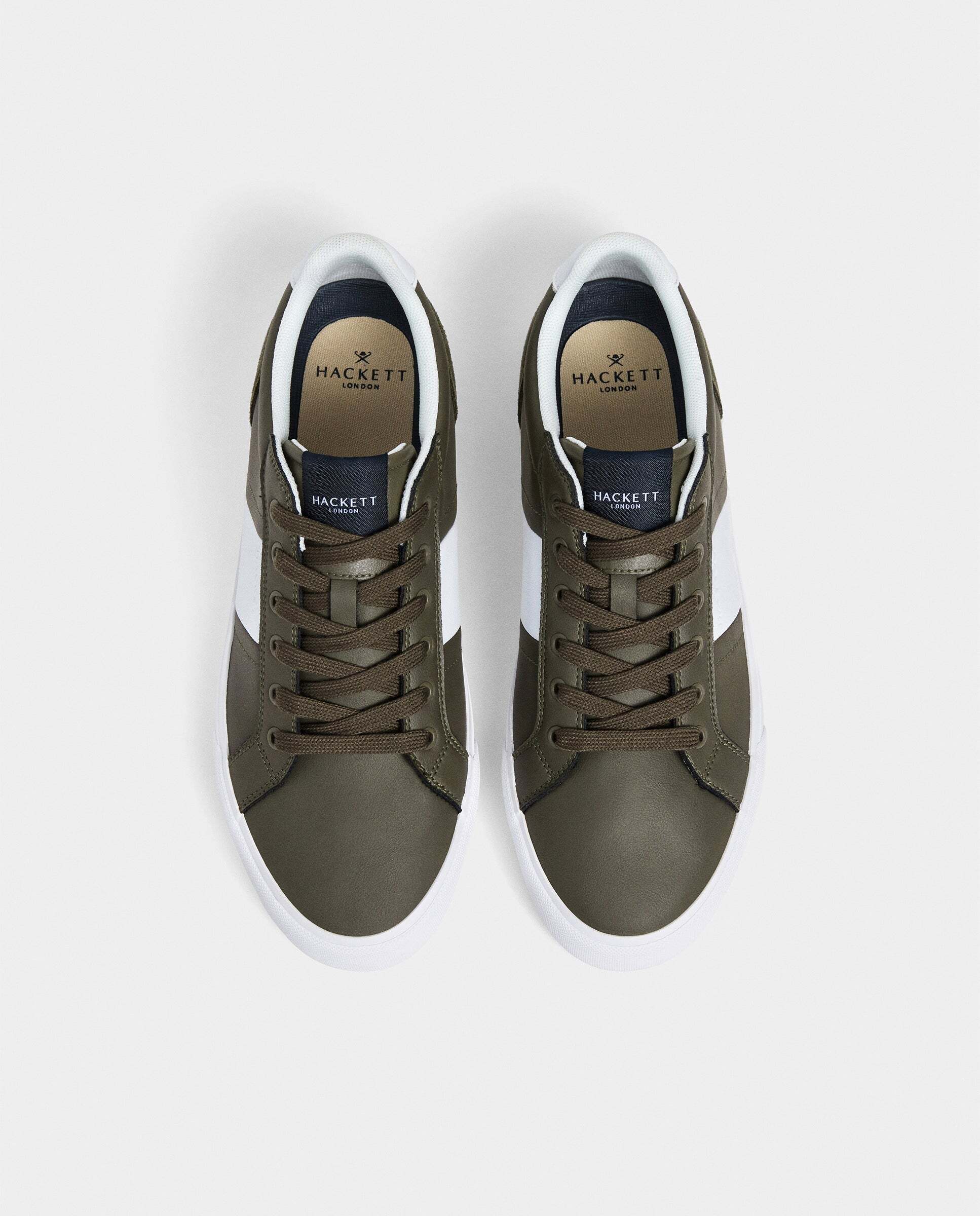 Zapatillas deportivas de hombre Blake Handle de cuero con cordones. - Hackett - Kaki Kaki-3