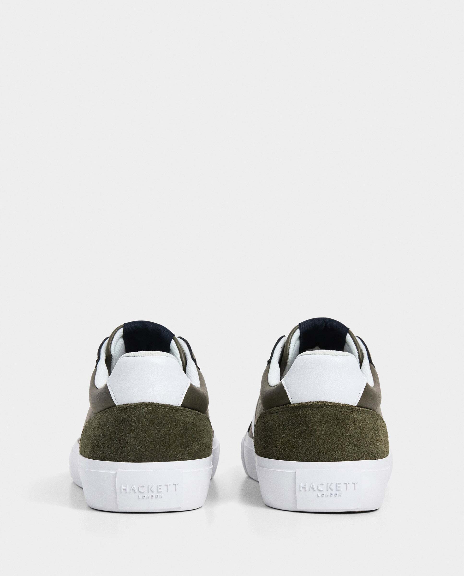 Zapatillas deportivas de hombre Blake Handle de cuero con cordones. - Hackett - Kaki Kaki-4