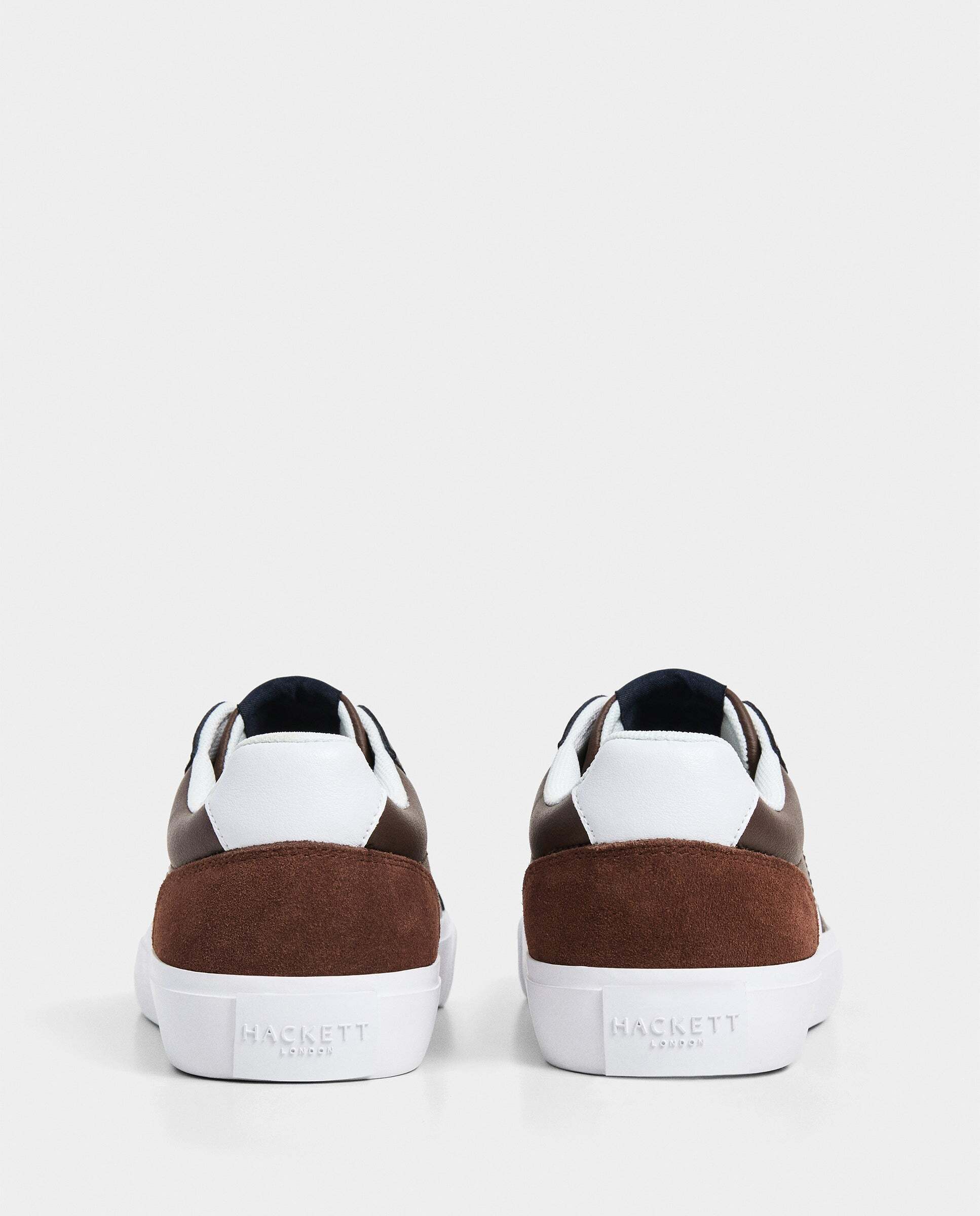 Zapatillas deportivas de hombre Blake Handle de cuero con cordones. - Hackett - Nuez Nuez-4