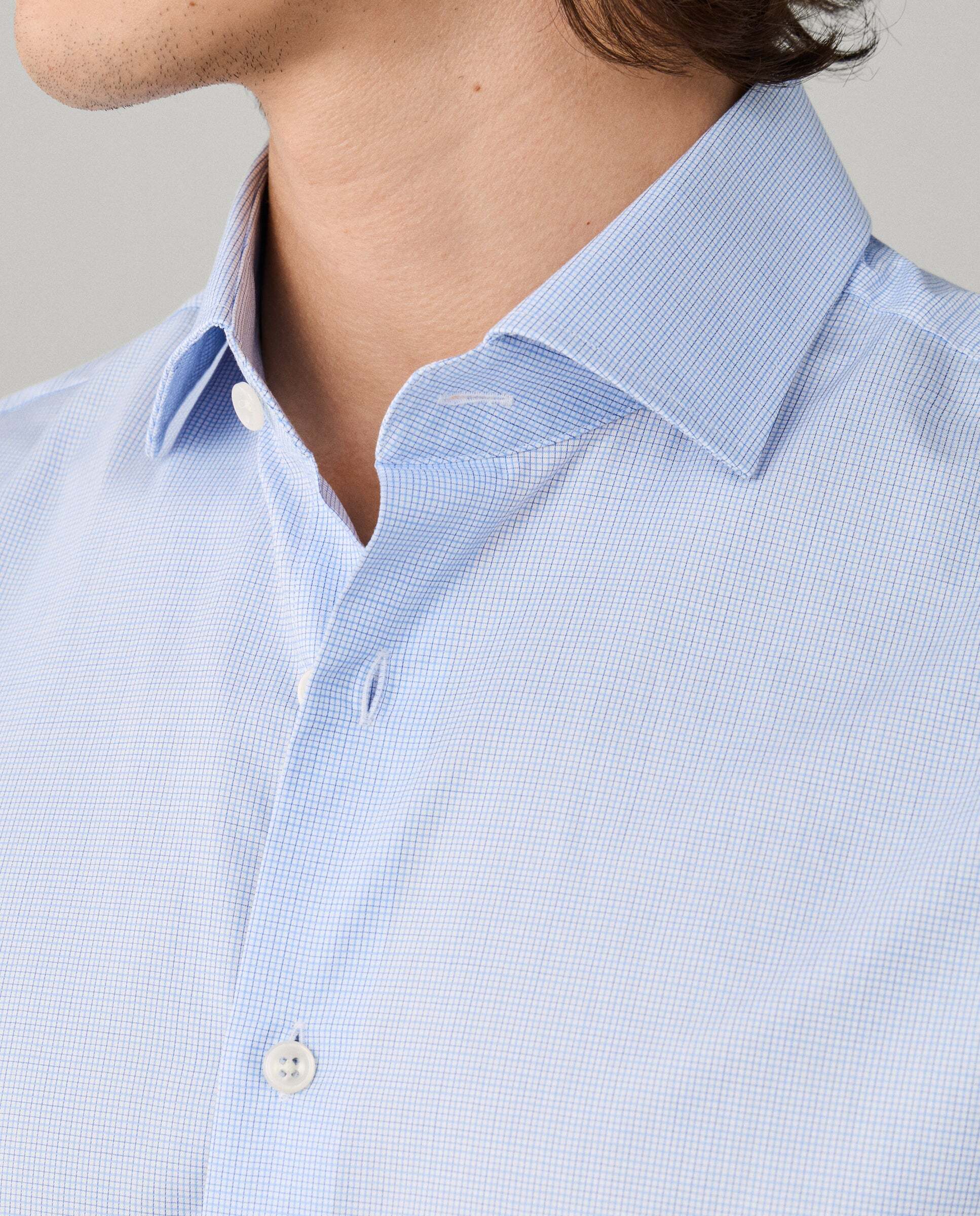Camisa de hombre formal cuadros bicolor fit tailored - Hackett - Azul Azul-4