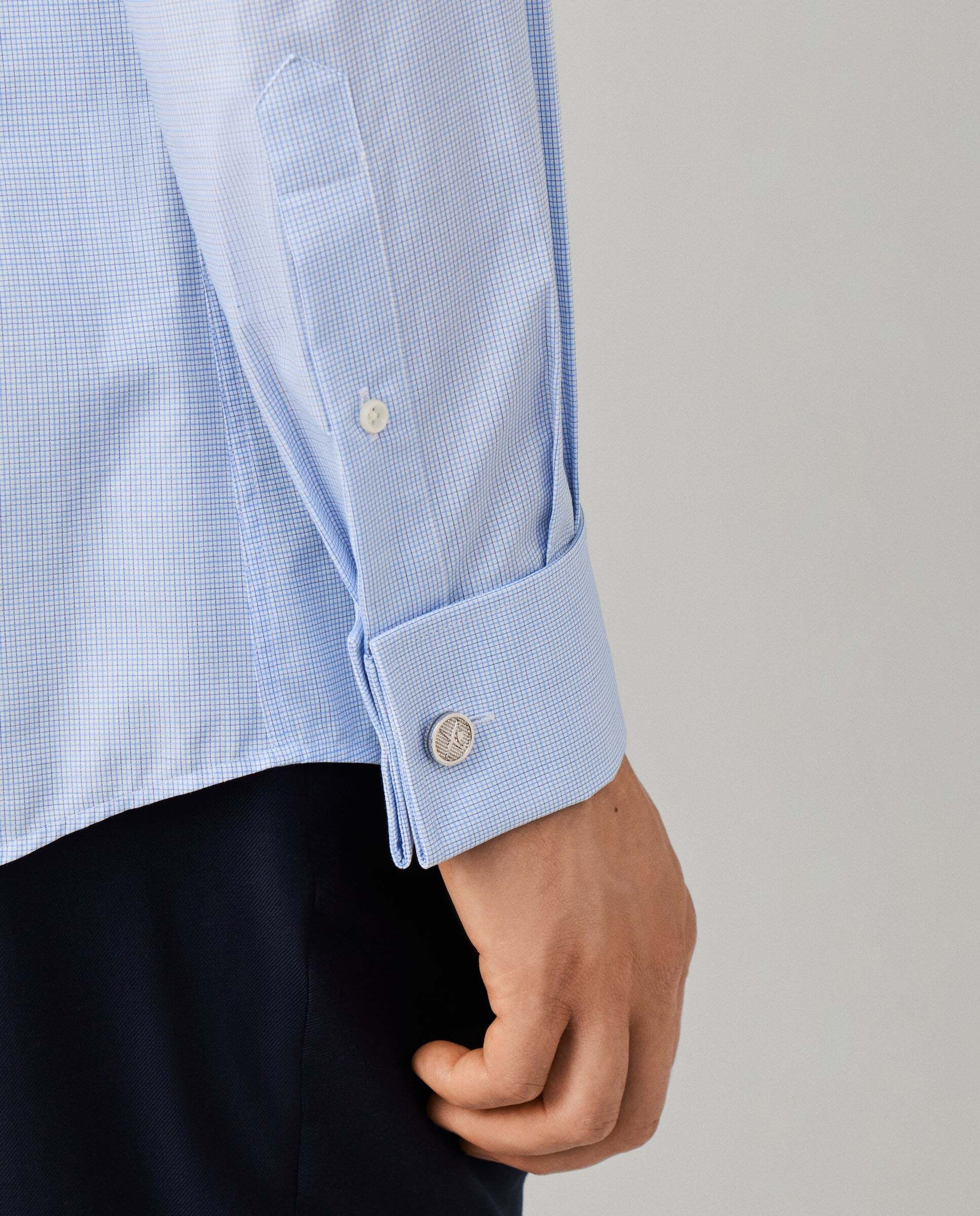 Camisa de hombre formal cuadros bicolor fit tailored - Hackett - Azul Azul-5