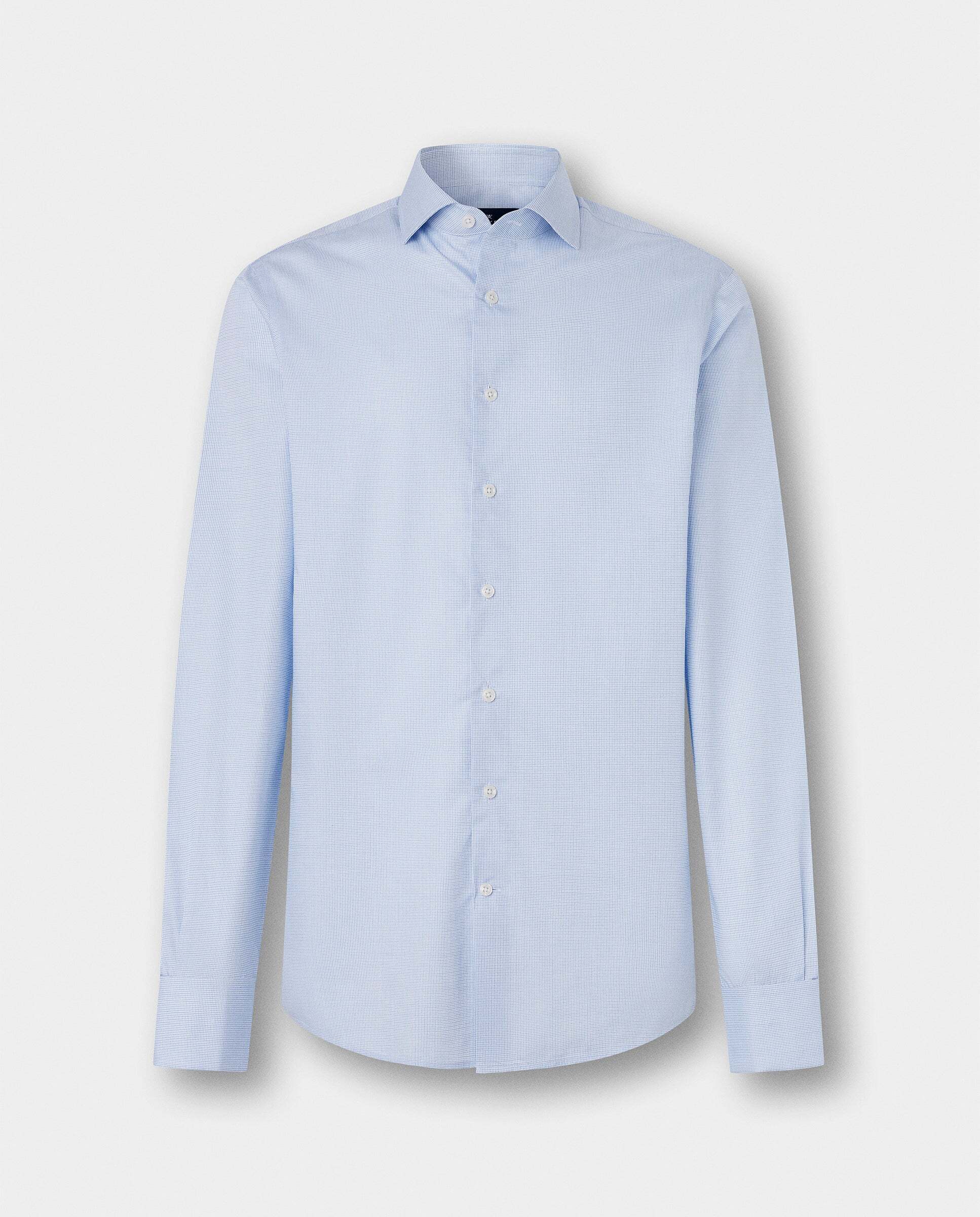 Camisa de hombre formal cuadros bicolor fit tailored - Hackett - Azul Azul-7