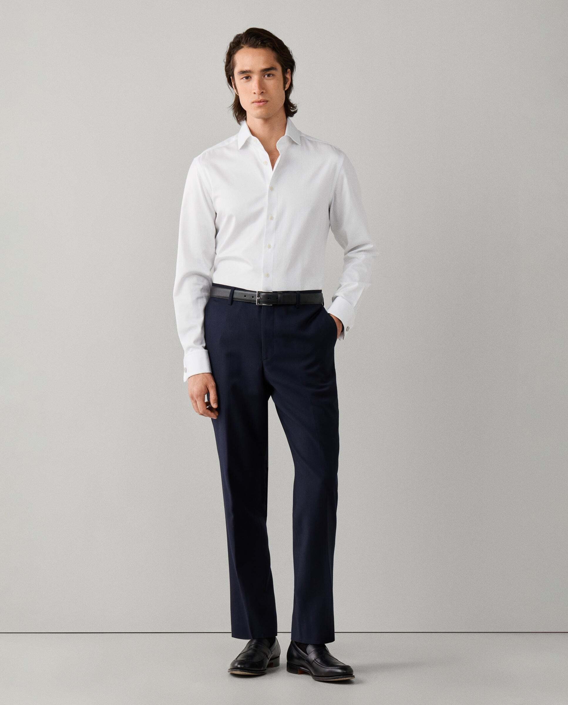 Camisa de hombre formal en espiga fit tailored - Hackett - Blanco Blanco-2