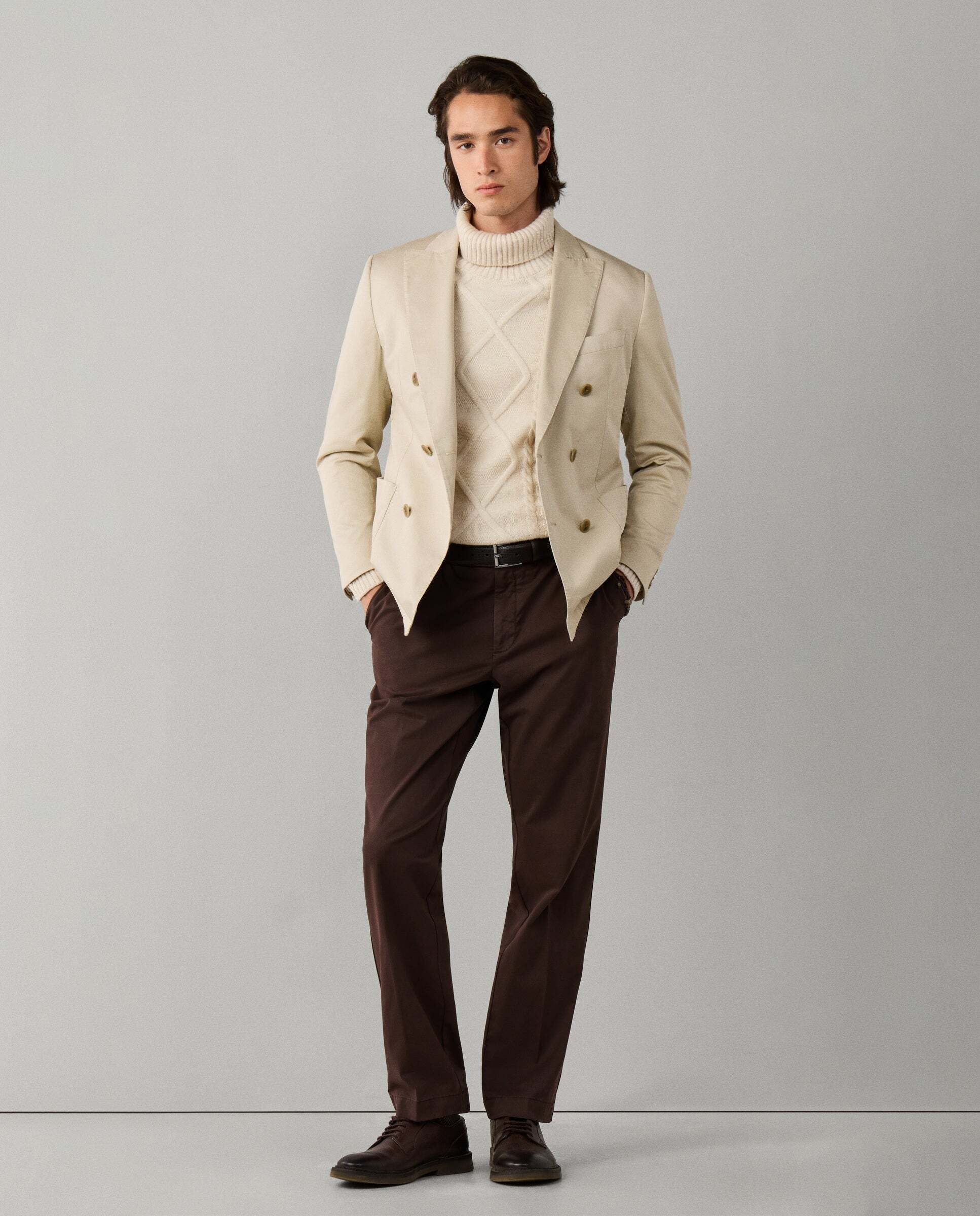 Chino sanderson algodón elástico fit tailored - Hackett - Marrón Marrón-1