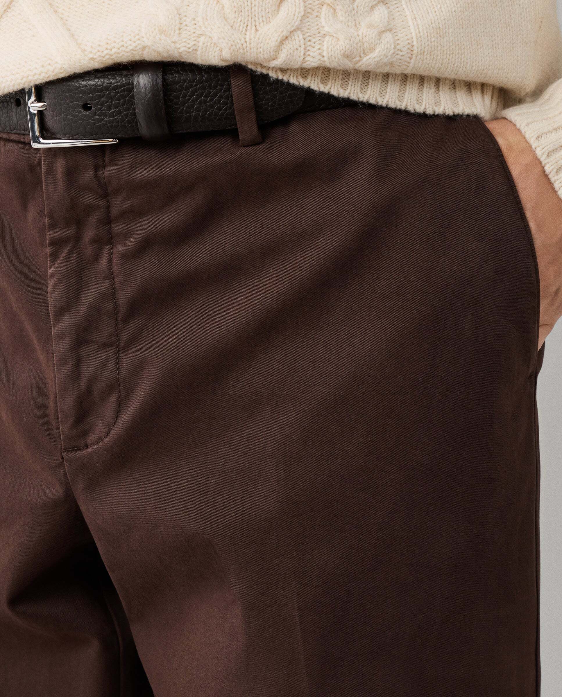 Chino sanderson algodón elástico fit tailored - Hackett - Marrón Marrón-4