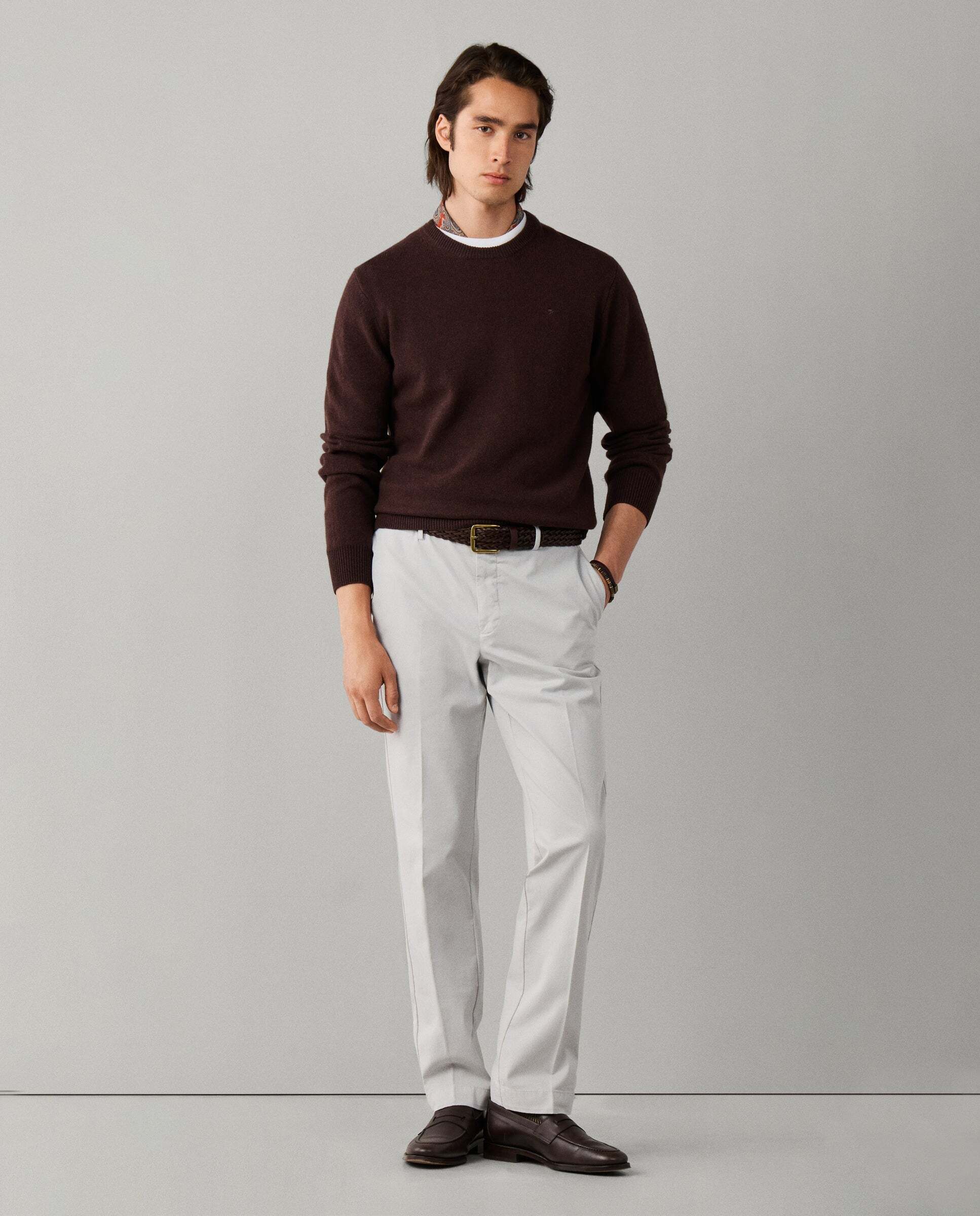 Chino sanderson algodón elástico fit tailored - Hackett - Gris Gris-1