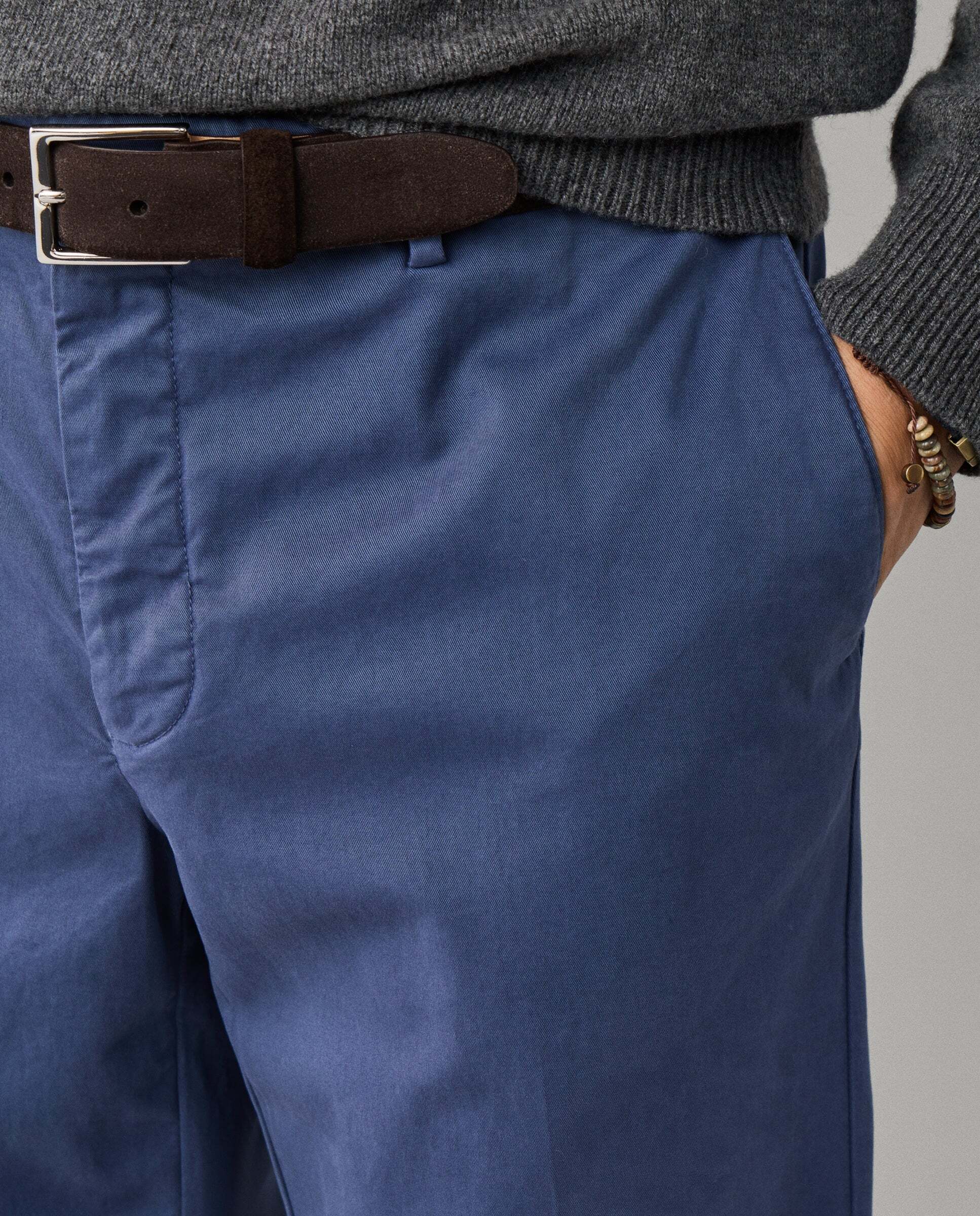 Chino sanderson algodón elástico fit tailored - Hackett - Azul Azul-4
