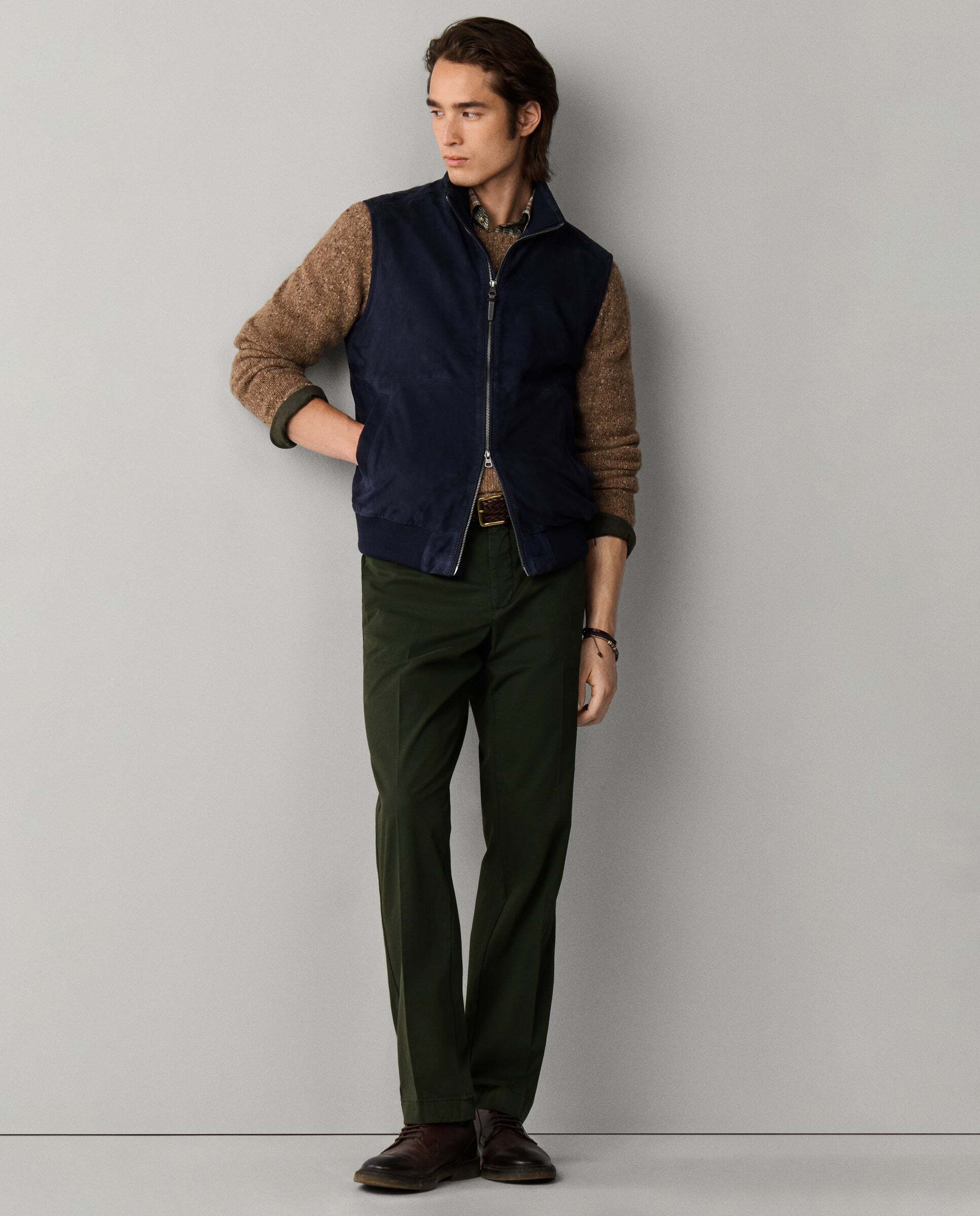 Chino sanderson algodón elástico fit tailored - Hackett - Verde Verde-1