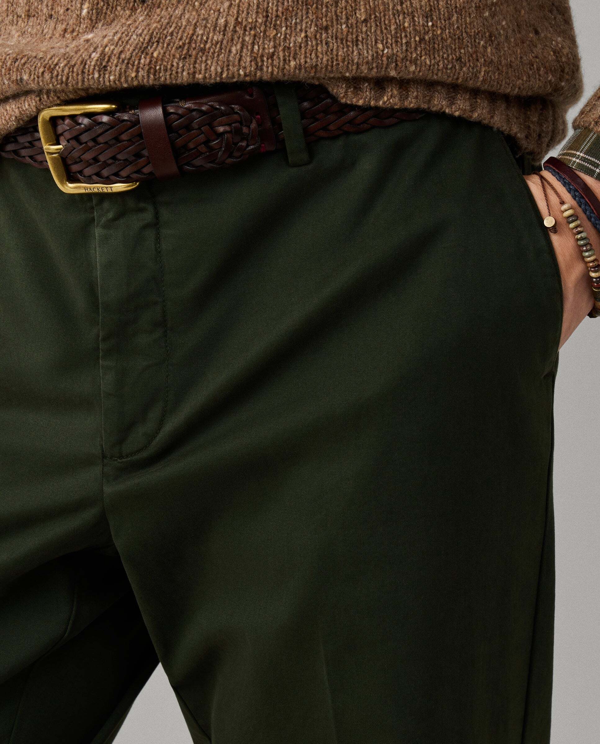Chino sanderson algodón elástico fit tailored - Hackett - Verde Verde-4