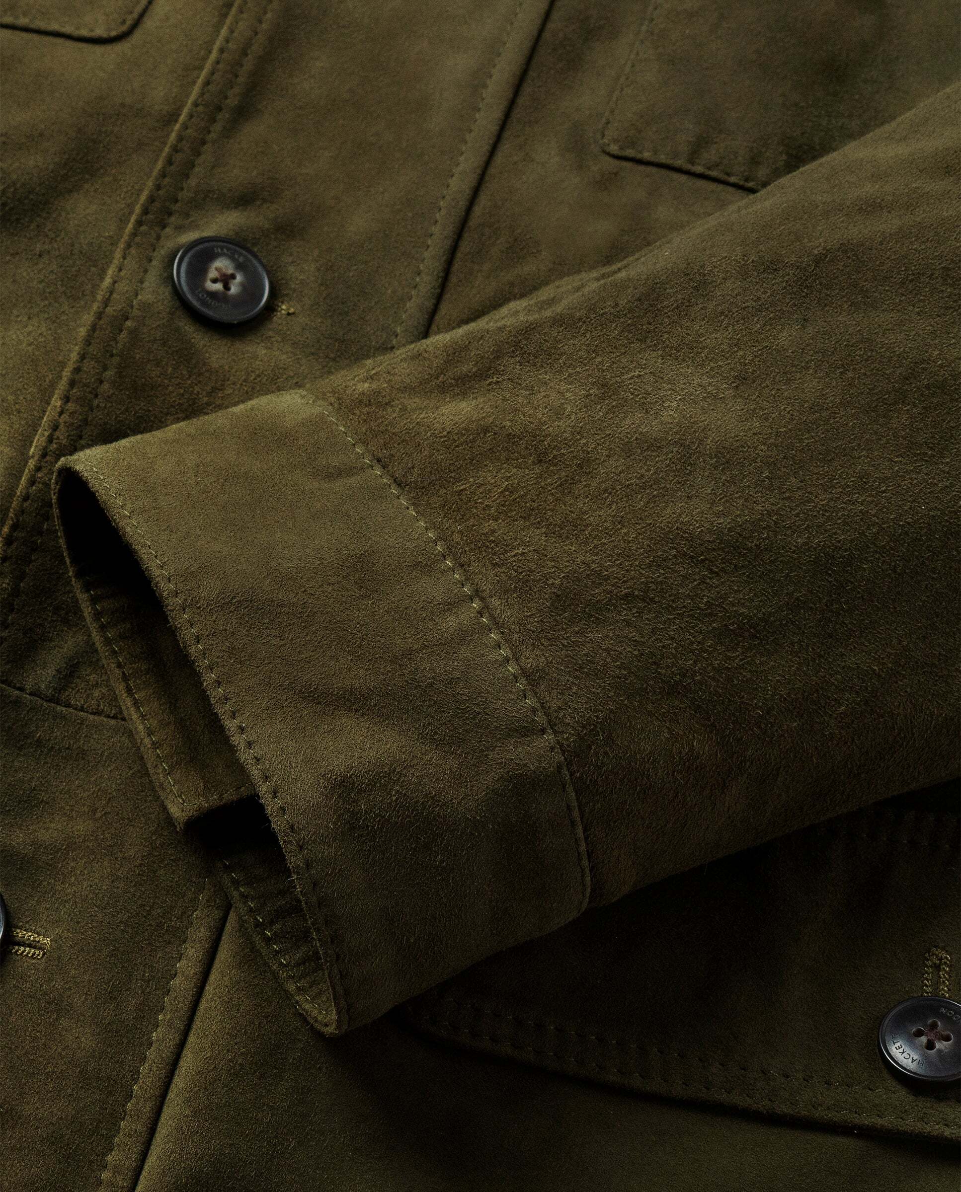 Chaqueta de hombre de ante cuatro bolsillos - Hackett - Verde Verde-5