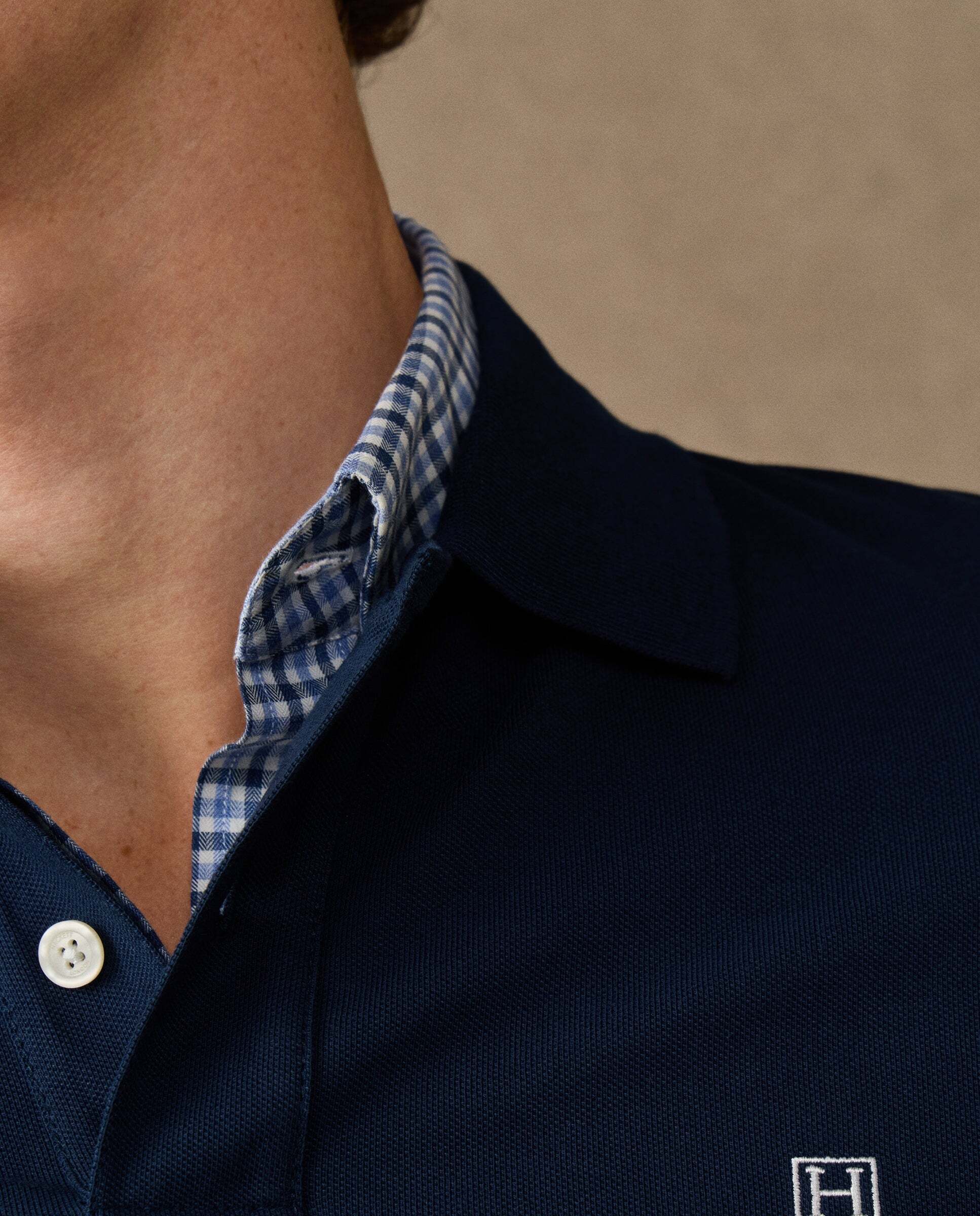 Polo de hombre manga larga con logo fit clásico - Hackett - Azul Azul-4