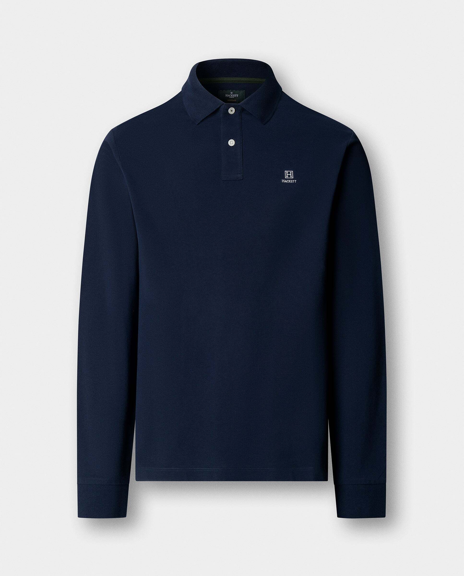 Polo de hombre manga larga con logo fit clásico - Hackett - Azul Azul-6